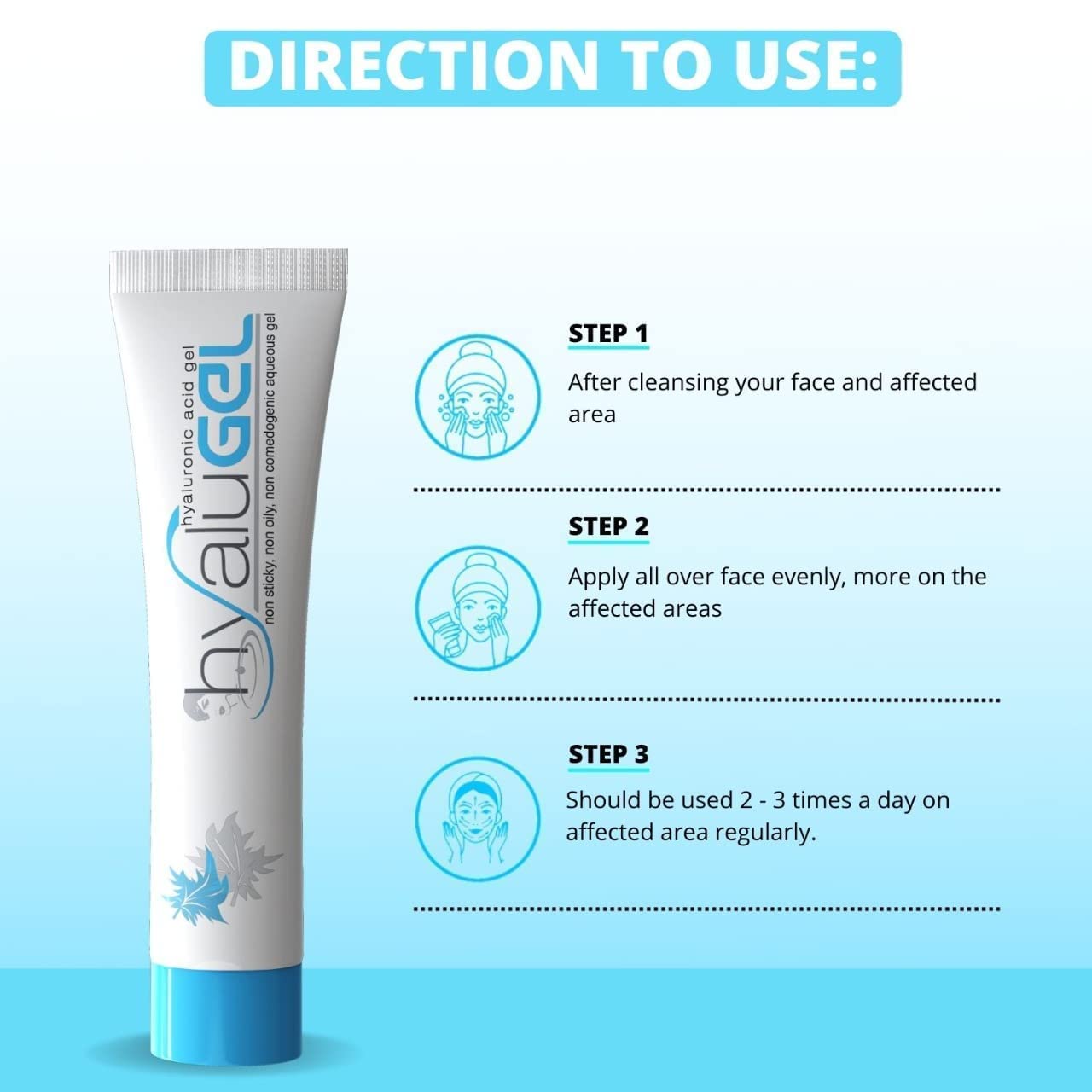 Hyalu-Gel Hyaluronic Acid Gel Moisturizer for Oily & Acne-Prone Skin - Paraben-Free, Non-Comedogenic Face Hydration - Perfect for Daily Skincare & Post-Treatment Care