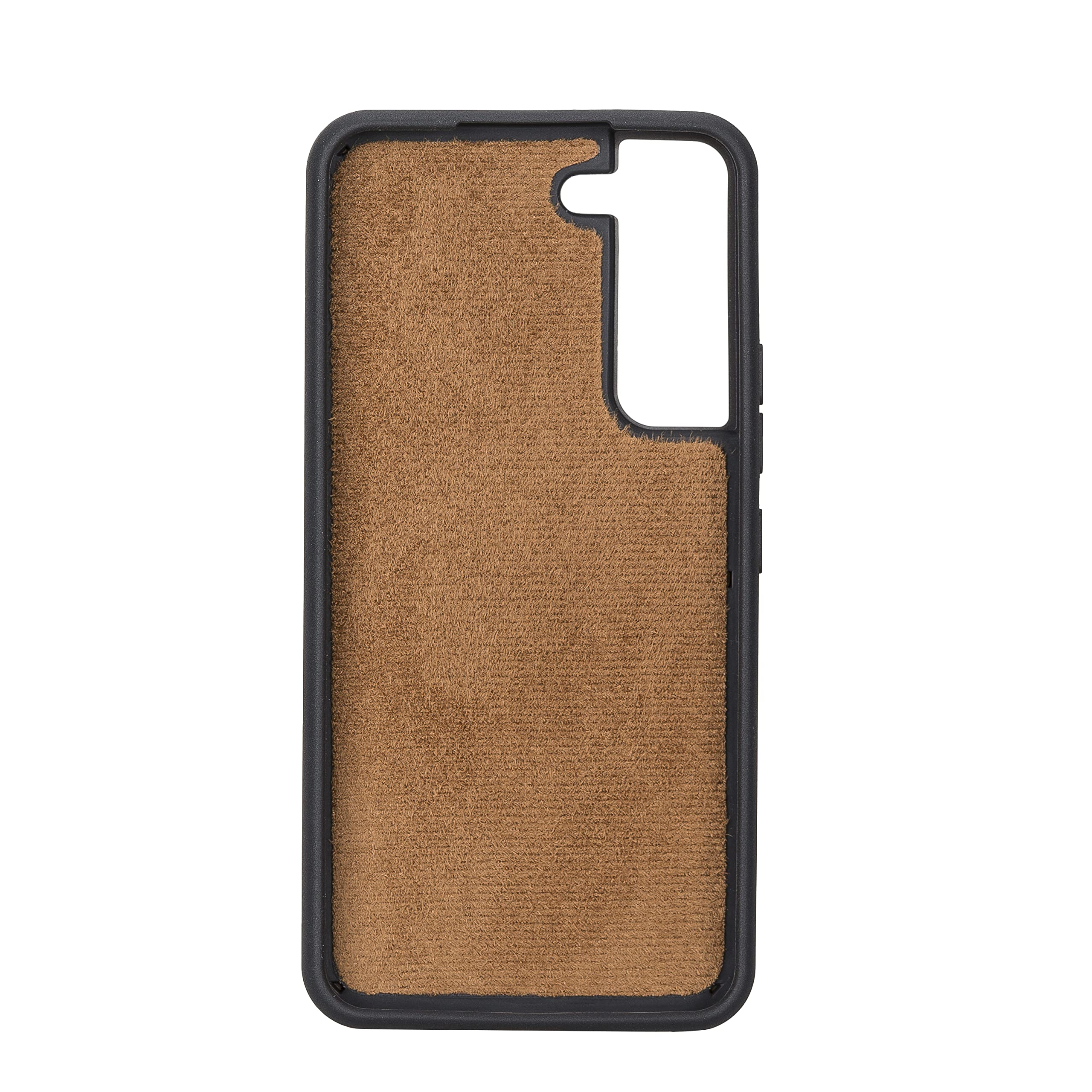 Premium Full Grain Leather Tri-Fold Wallet Case for Samsung Galaxy S22 - 2-in-1 Magnetic Flip Cover with Card Slots & Detachable Durable Frame (Antique Camel) | Perfect for Business, Travel & Everyday Use
