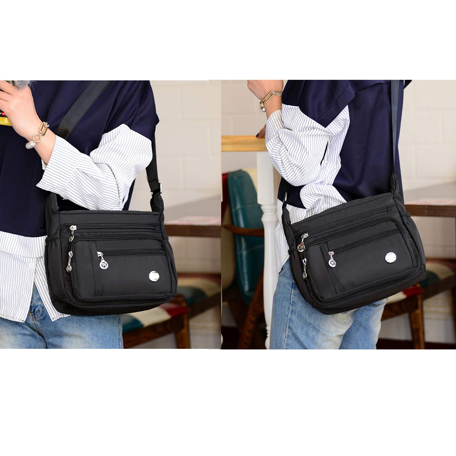 Waterproof Nylon Crossbody Bag for Women - Multipocket Purse for Travel & Daily Use