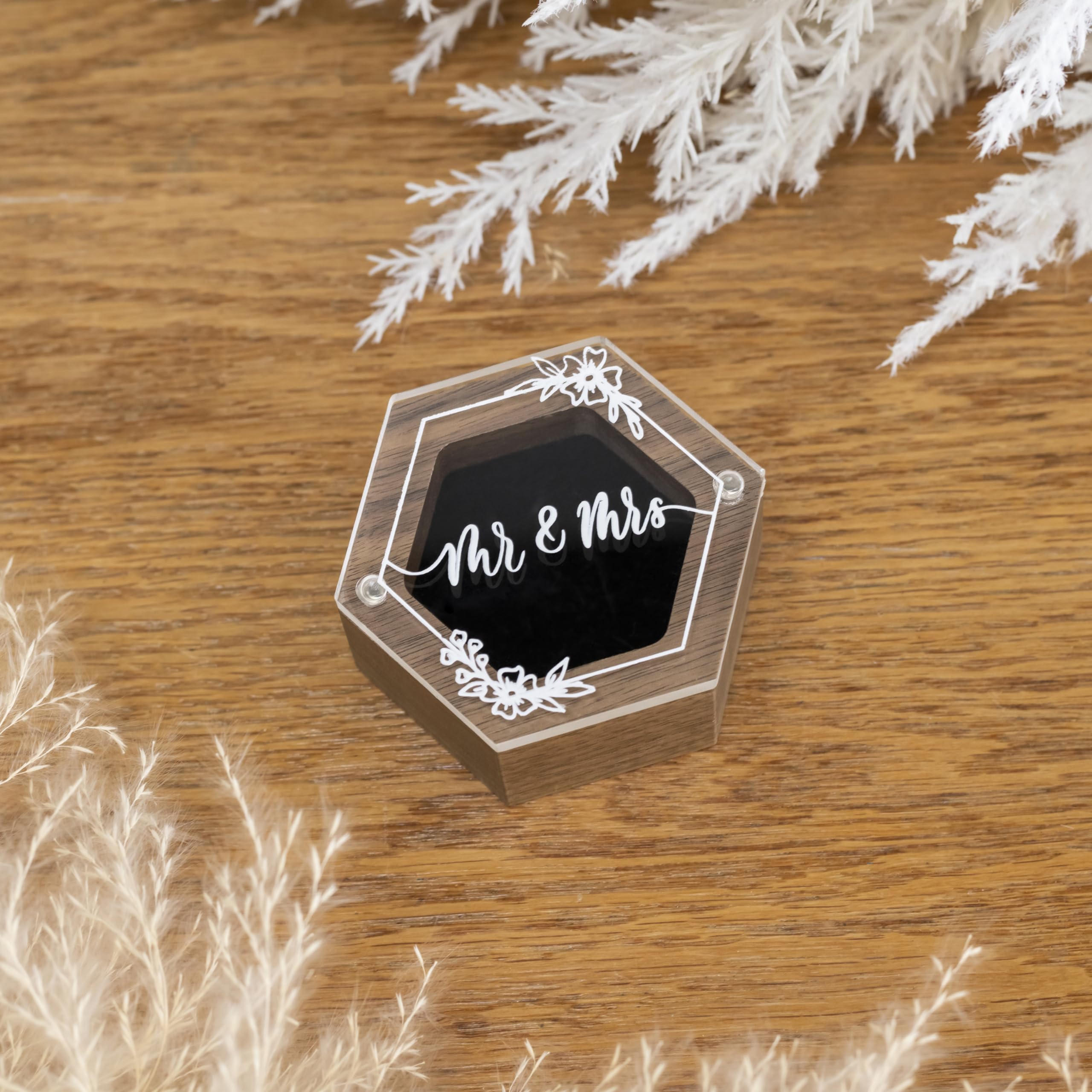 Rustic Wooden Wedding Ring Box - Elegant Ring Holder for Ring Bearer, Proposal & Jewelry Storage | Perfect for Wedding Day, Engagement Ceremony & Bridal Registry | Mr & Mrs Keepsake Jewelry Organizer