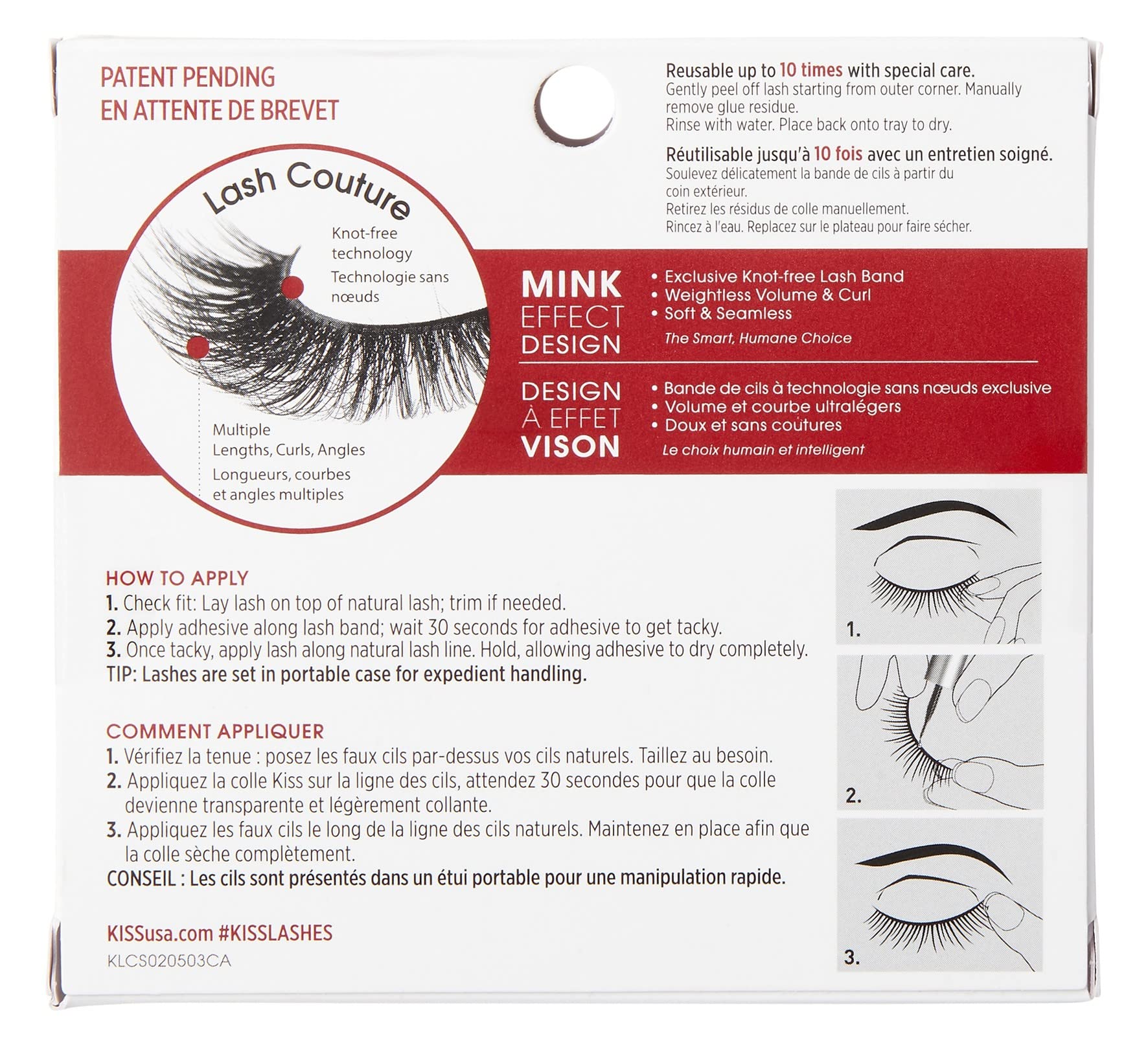 Kiss Lash Couture Faux Mink Lashes - Little Black Dress Style (6 Pairs) | Natural Looking False Eyelashes for Everyday Wear & Special Occasions