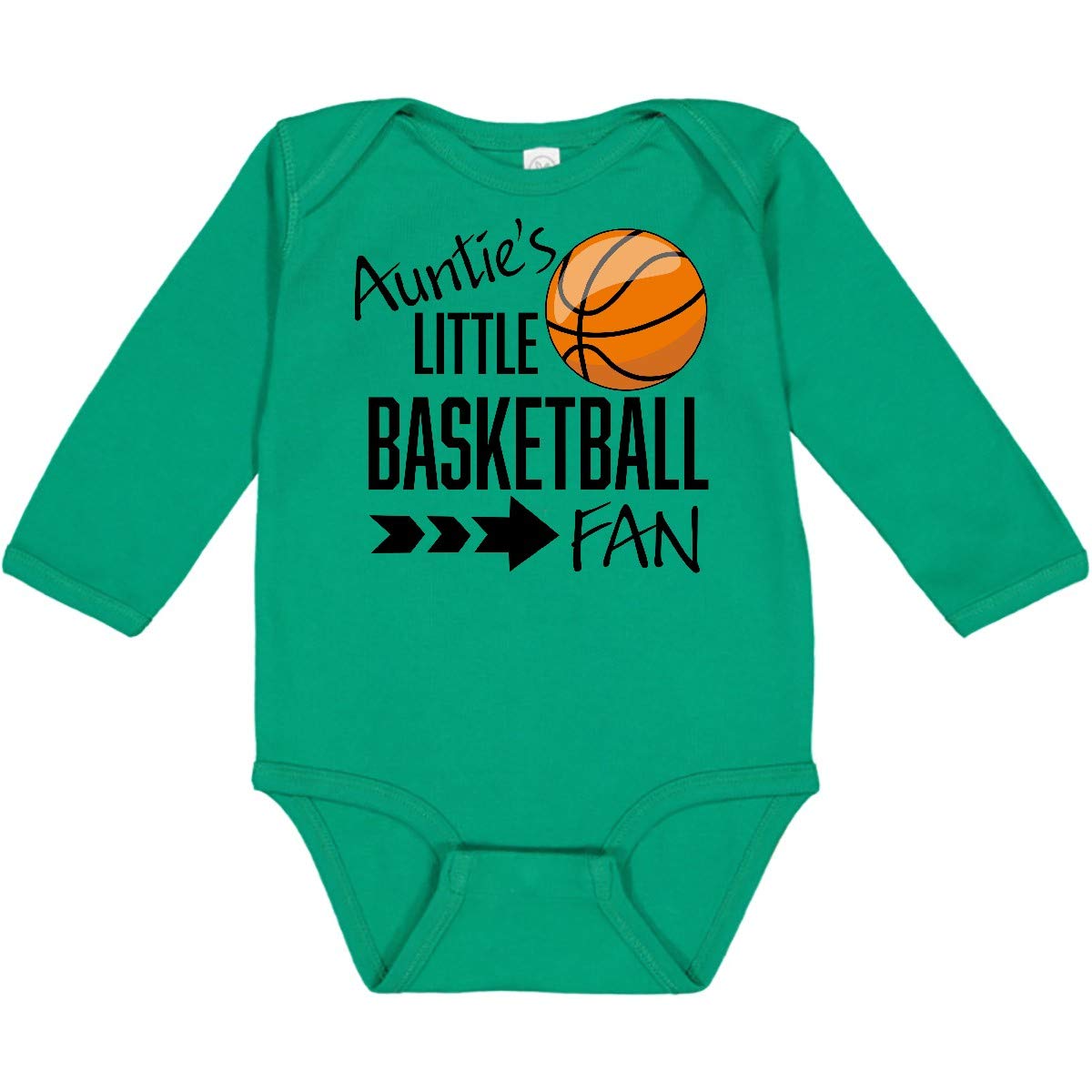 Inktastic Auntie's Little Basketball Fan Baby Bodysuit - Cute Basketball-Themed Long Sleeve Onesie for Infants & Toddlers - Perfect for Game Day, Family Photos & Sports-Themed Gifts