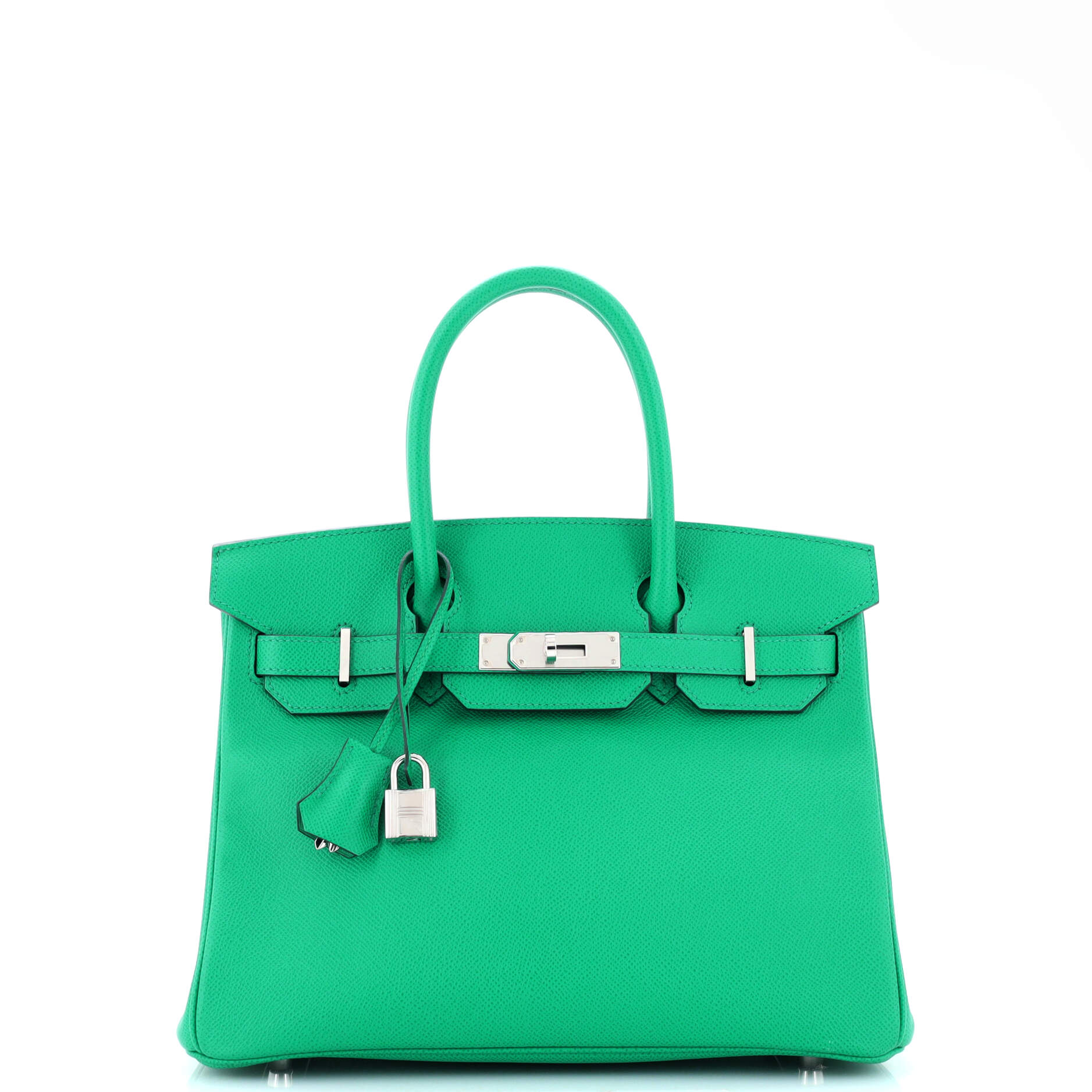 Birkin 30 Handbag in Vert Jade Epsom Leather with Palladium Hardware - Luxury Designer Tote for Women, Perfect for Office, Travel & Special Occasions