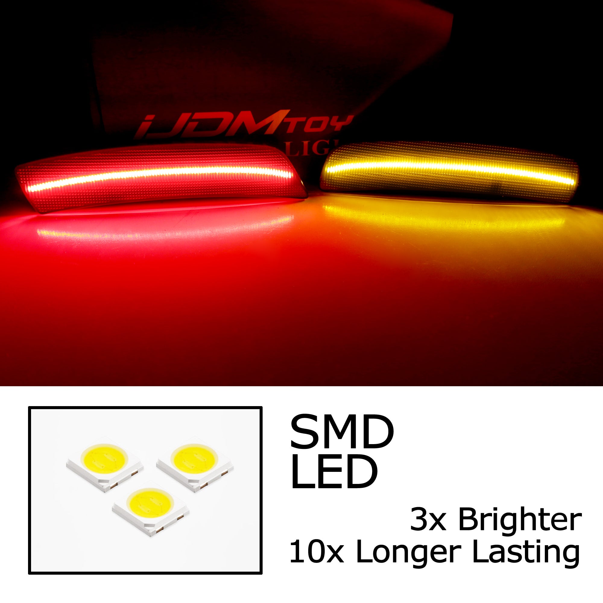 4-Piece Set Smoke Lens Amber/Red Full LED Side Marker Lights for Ford Mustang Mach-E - Upgrade Your Ride with Enhanced Visibility & Style for Night Driving & Car Shows