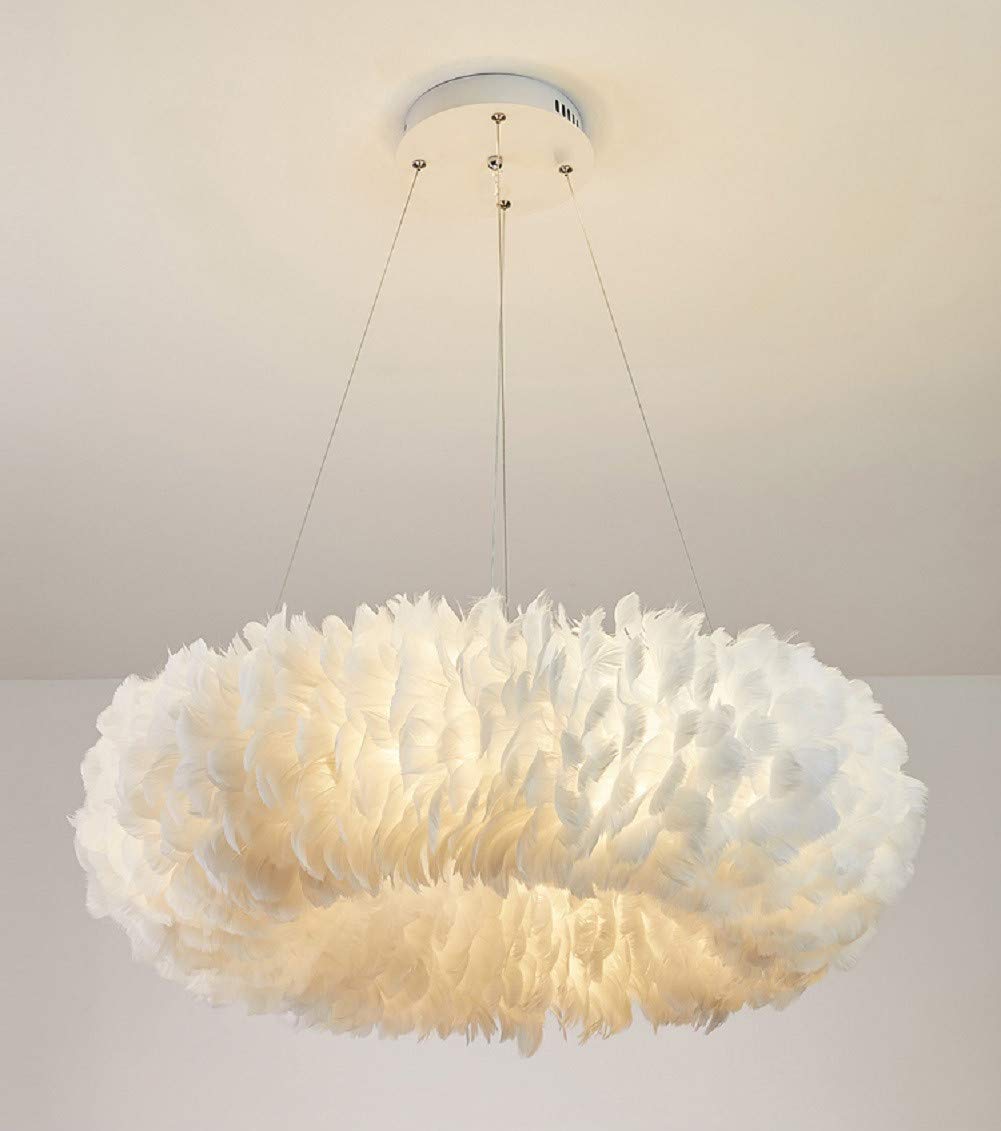 Nordic White Feather Chandelier - 8-Light Modern Ceiling Pendant Fixture, 27.5