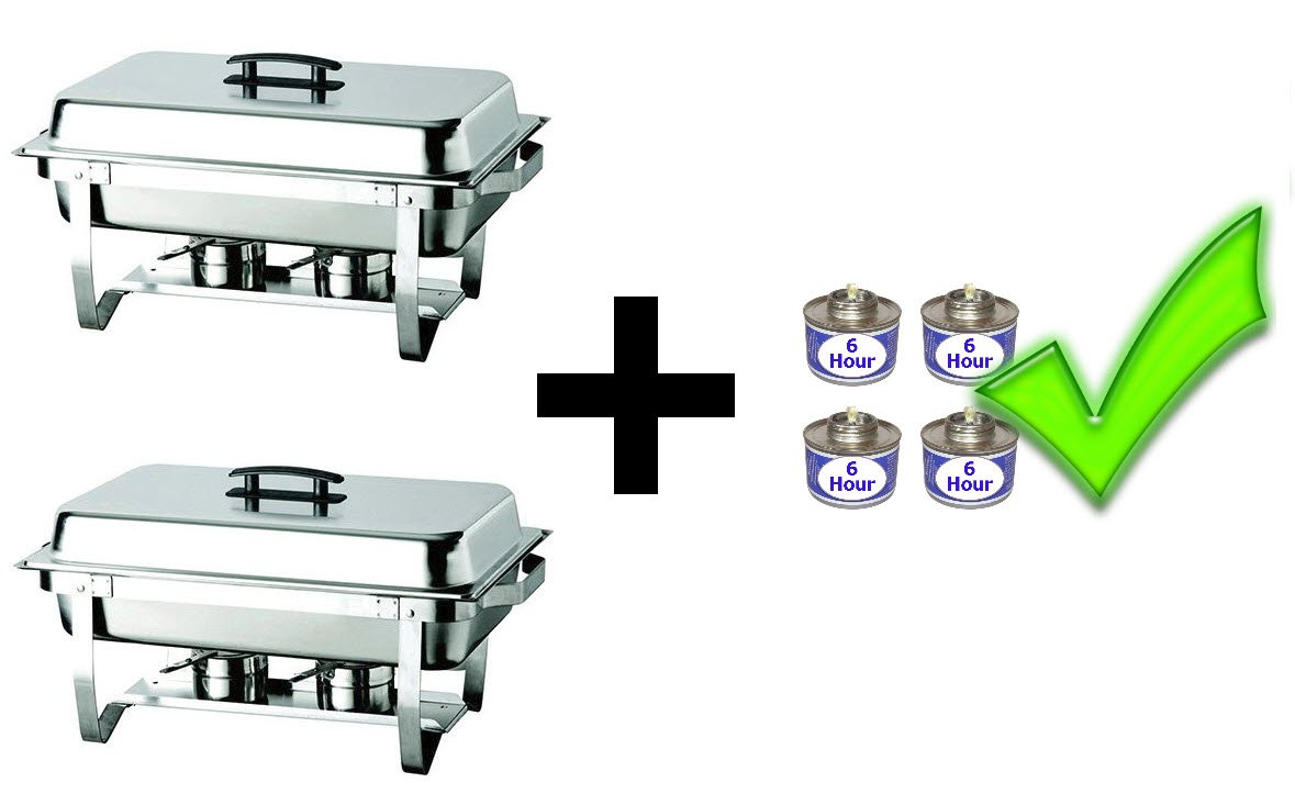 Premium Stainless Steel 8 Quart Chafing Dish Set - 2 Full-Size Buffet Warmers with 4 Burners for Catering, Parties, Weddings & Special Events - Ideal for Buffets, Banquets, and Professional Kitchen Use