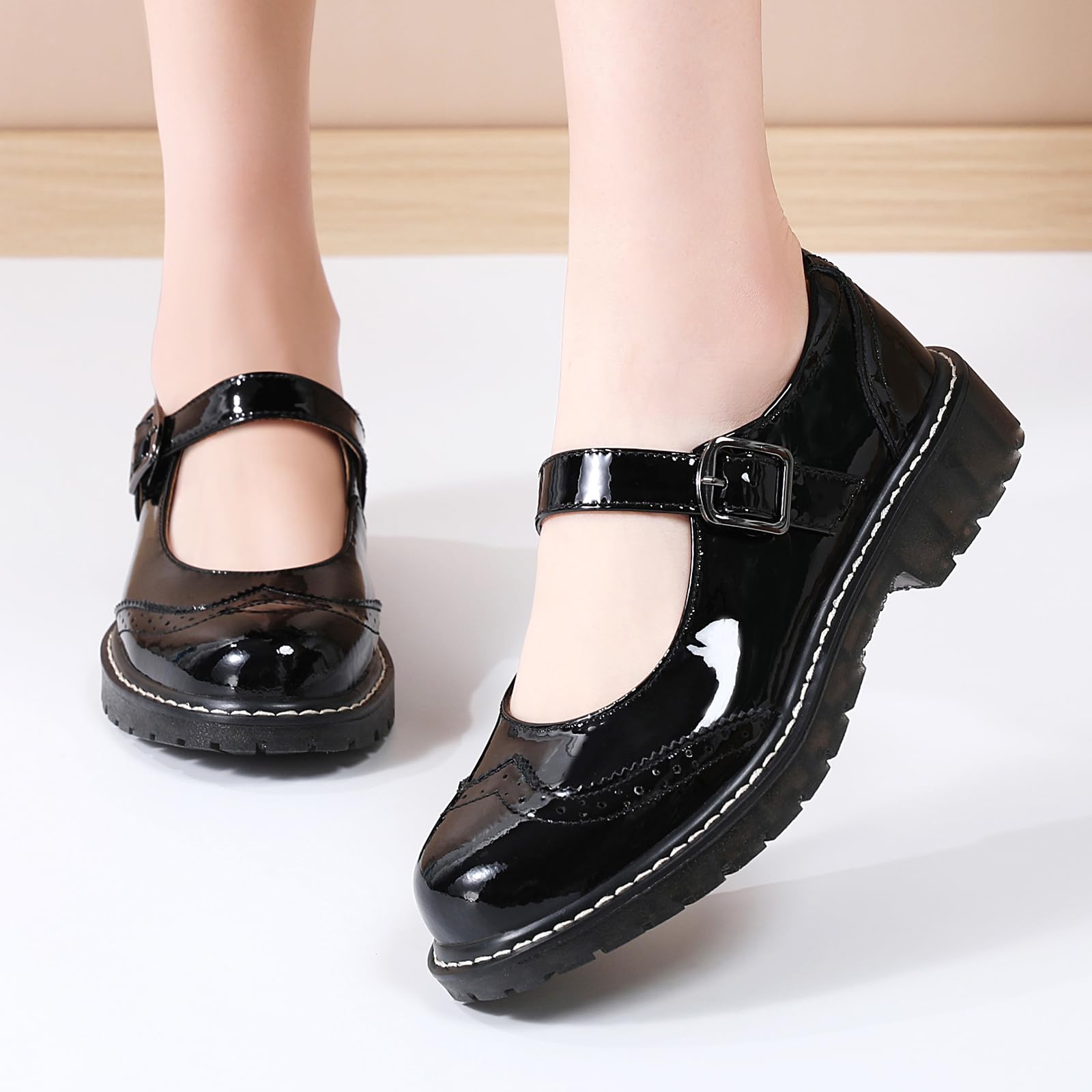 Women's Mary Jane Shoes - Comfortable Leather Flats with Round Toe & Non-Slip Sole | Oxford Style Dressy Casual Shoes for Work, School & Everyday Wear | Perfect for Office, Classroom & Social Occasions