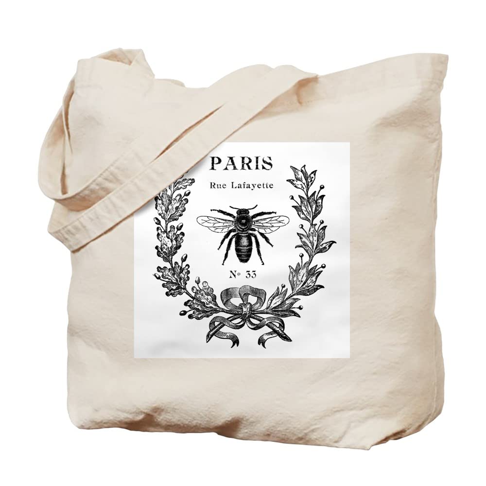 Paris Bee Tote Bag - Natural Canvas Reusable Shopping Bag for Groceries, Beach & Everyday Use | Eco-Friendly Cotton Tote with Unique Design