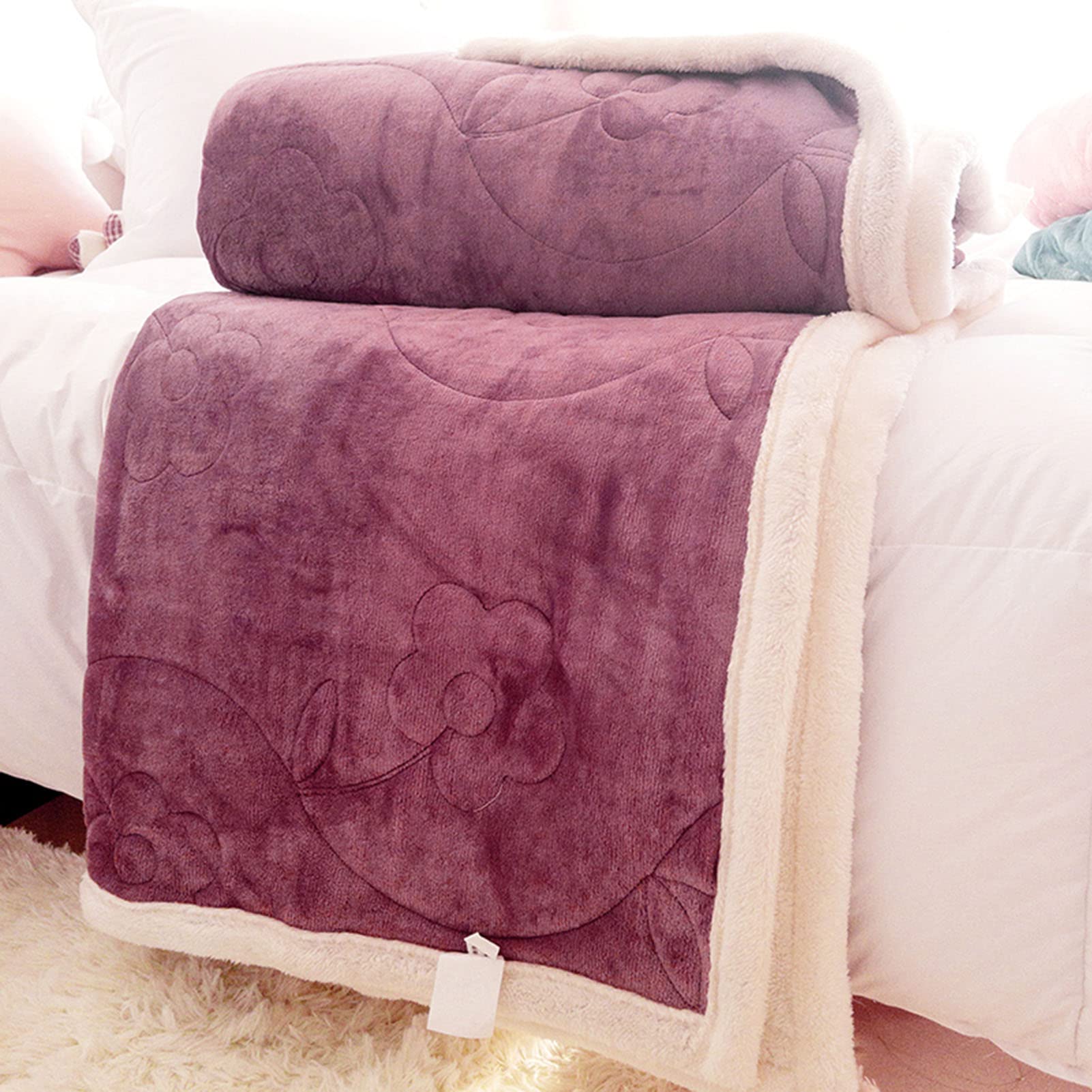 Soft & Cozy Fluffy Plush Microfiber Fleece Blanket 71x79 Inch (180x200cm) - Machine Washable Throw for Bed, Sofa, Dorm - Perfect for Winter Nights, Movie Time & Home Decor