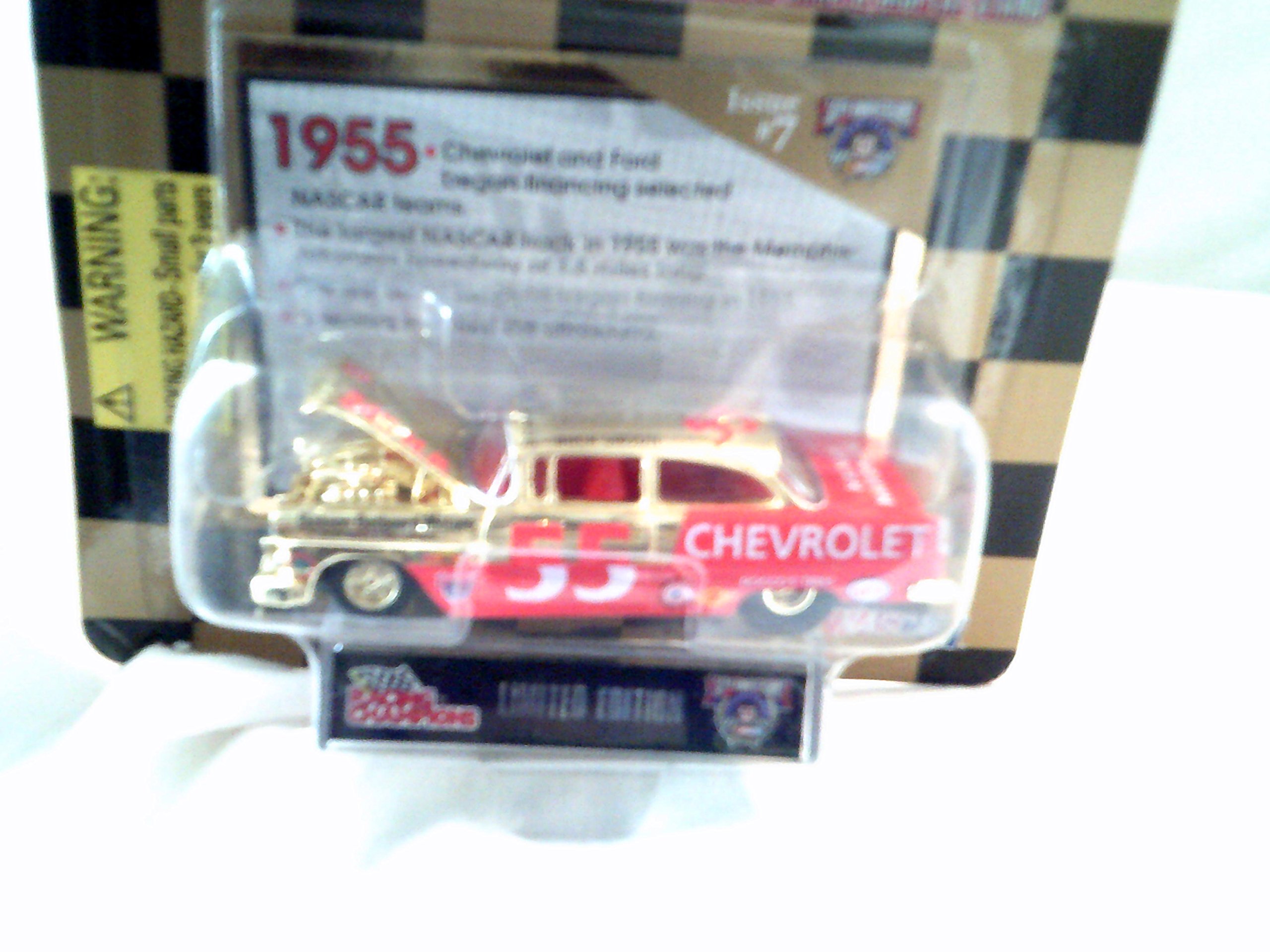 1955 Chevy NASCAR Gold Series #7 Buck Gibson 50th Anniversary Diecast Model Car - Collectible Racing Champions Memorabilia for Fans & Display
