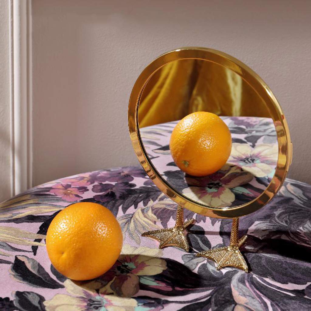 360° Adjustable Brass Duck-Foot Makeup Mirror - 7 Inch Round Vanity Mirror with Light Luxury Design for Home Decor & Beauty Station - Perfect for Bedroom, Bathroom, and Dressing Table