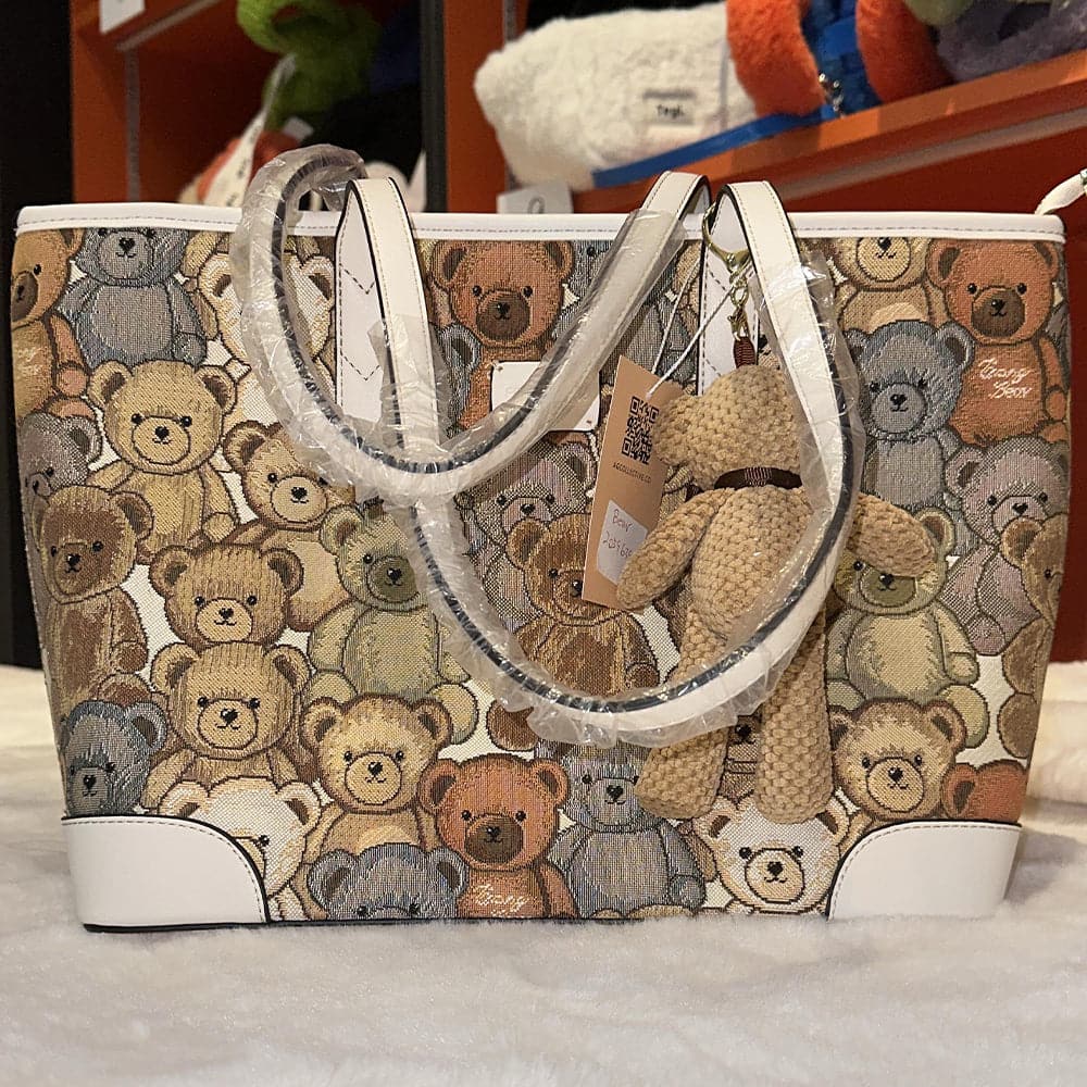 AG Collective Women's Bear Print Shoulder Bag - Stylish Crossbody Purse for Everyday Use, Travel & Casual Outings