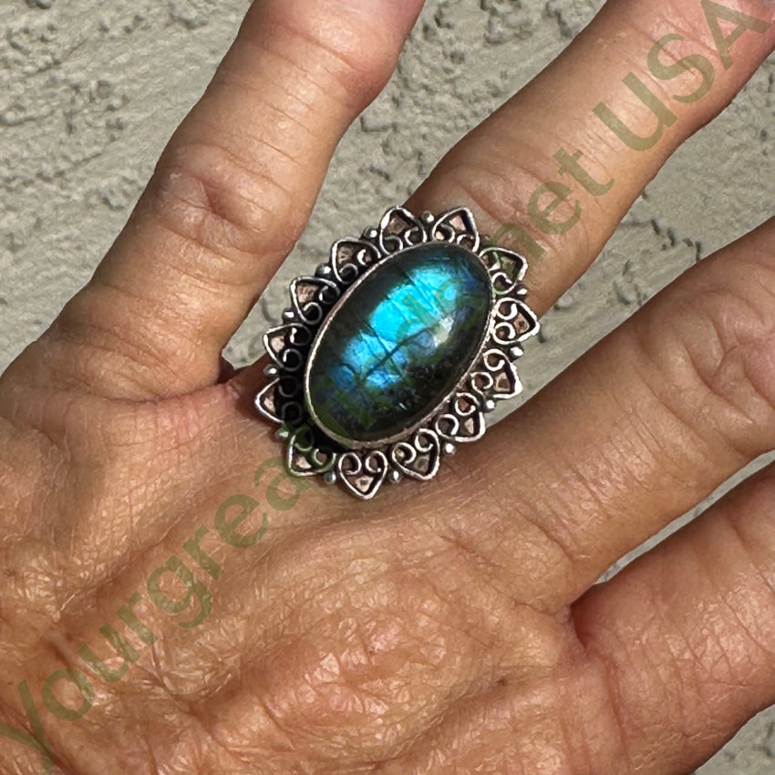 Sterling Silver Blue Labradorite Ring for Women - Size 7 | Elegant Gemstone Jewelry for Everyday Wear, Gift Giving & Special Occasions