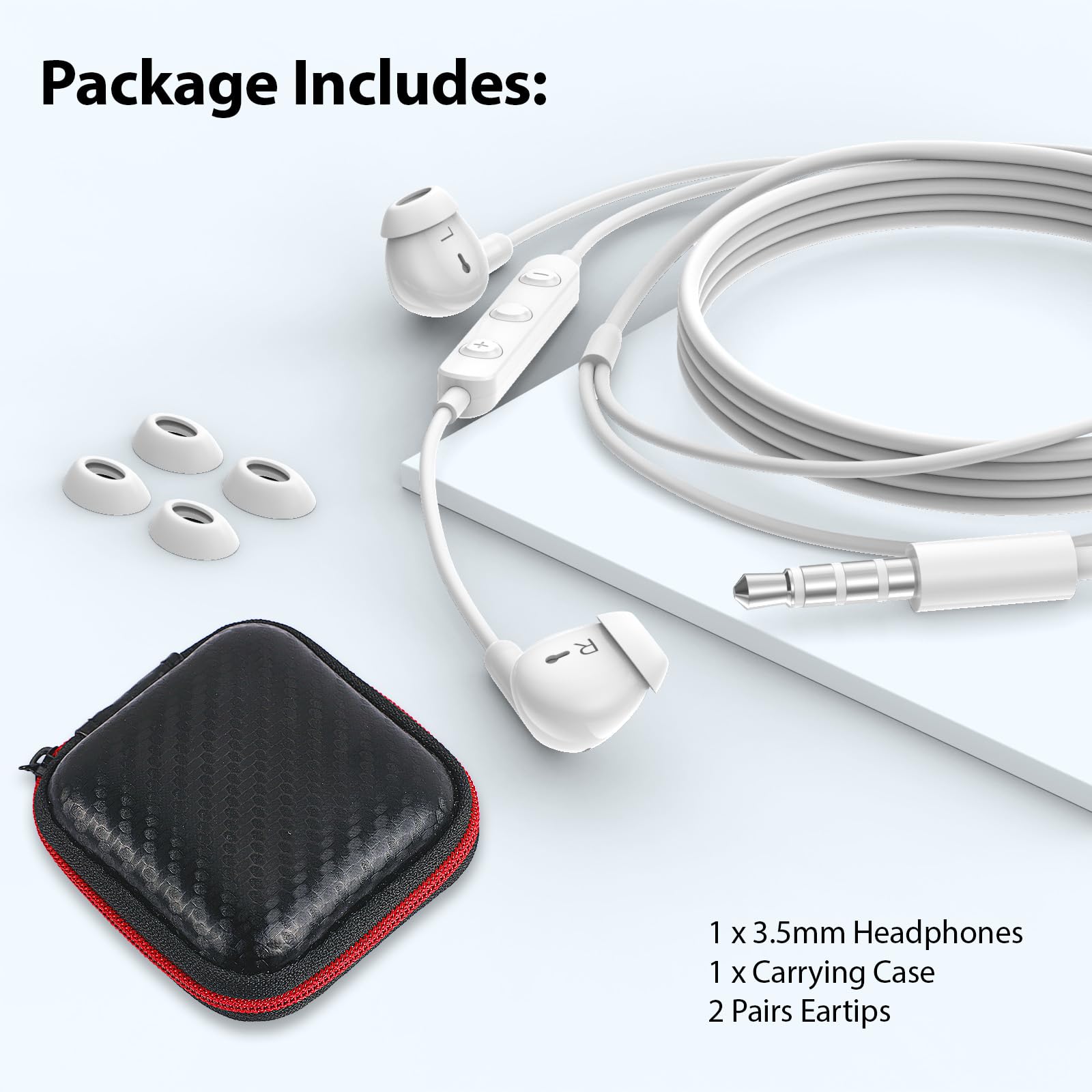 3.5mm Wired Earbuds with Microphone, Noise Cancelling HiFi Stereo Headphones - Perfect for School, Online Classes, Gaming & Work - Compatible with Chromebook, Samsung A42/A32/A15/A14/A12/S10e/A03s (White)