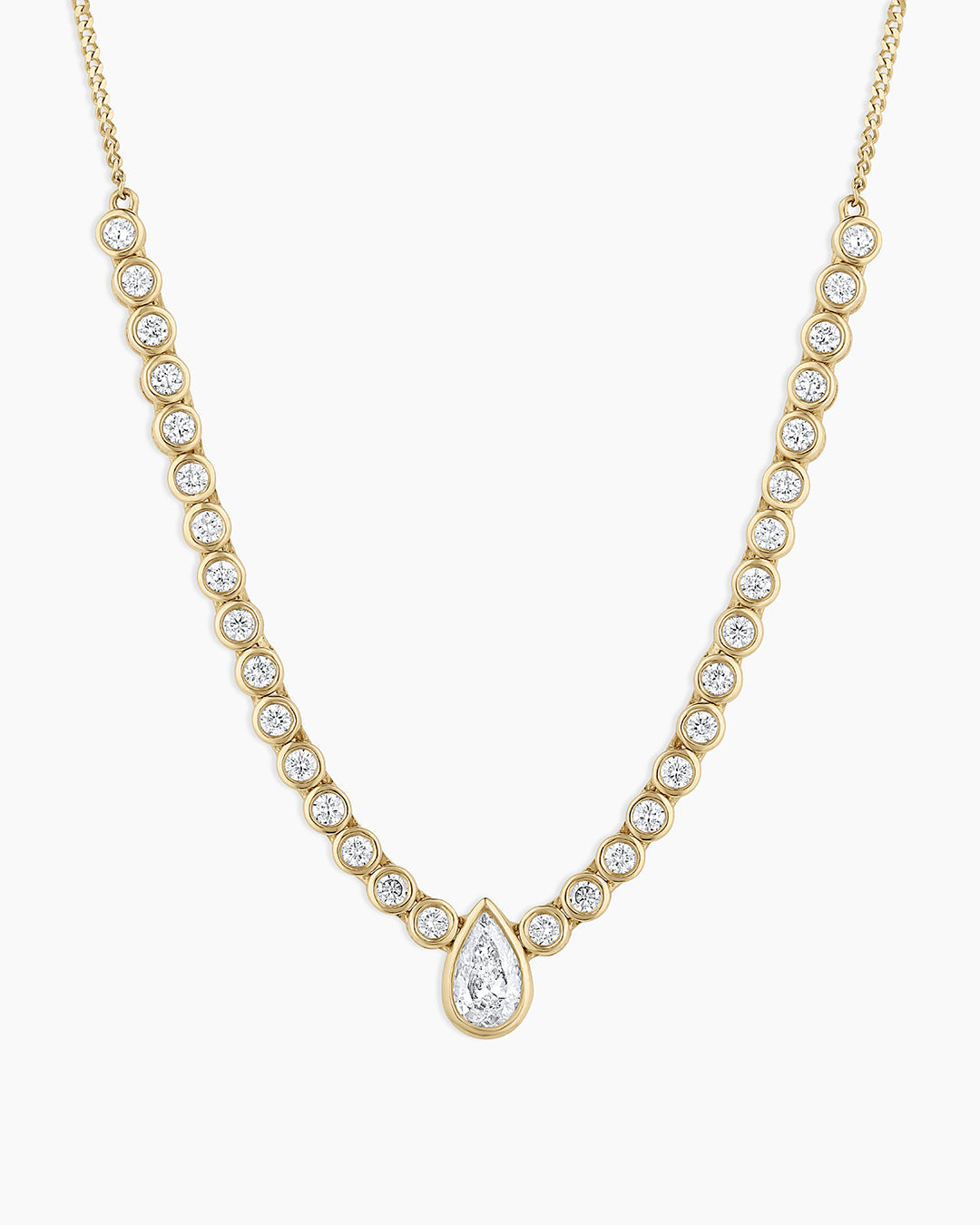 Lab Grown Diamond Pear Row Necklace - 14K Gold Pear Cut Diamond Necklace for Women | Elegant Jewelry for Weddings, Anniversaries & Special Occasions