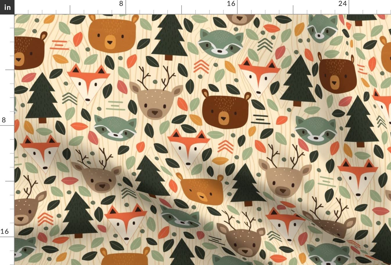 Woodland Creatures Printed Velvet Fabric by The Yard - Cute Animal Nursery Decor, Rustic Forest Upholstery & Apparel Fabric for Home Decor, Drapes, Pillows & DIY Crafts