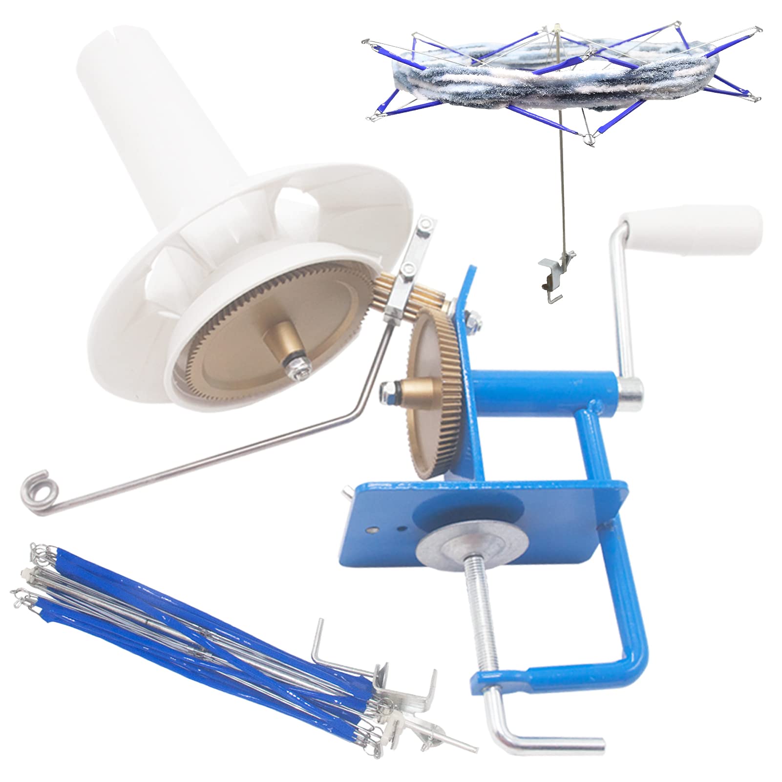 LAMXD Large Jumbo Metal Yarn Ball Winder Hand Operated - 10-Ounce Capacity with Umbrella Swift for Knitting & Crocheting - Perfect for Winding Yarn, Wool, String & Fiber - Ideal for Crafters & DIY Enthusiasts