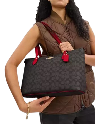 Coach Signature Canvas Gallery Tote Bag - Stylish Women's Handbag for Work, Travel & Everyday Use | Premium Leather Trim & Spacious Design