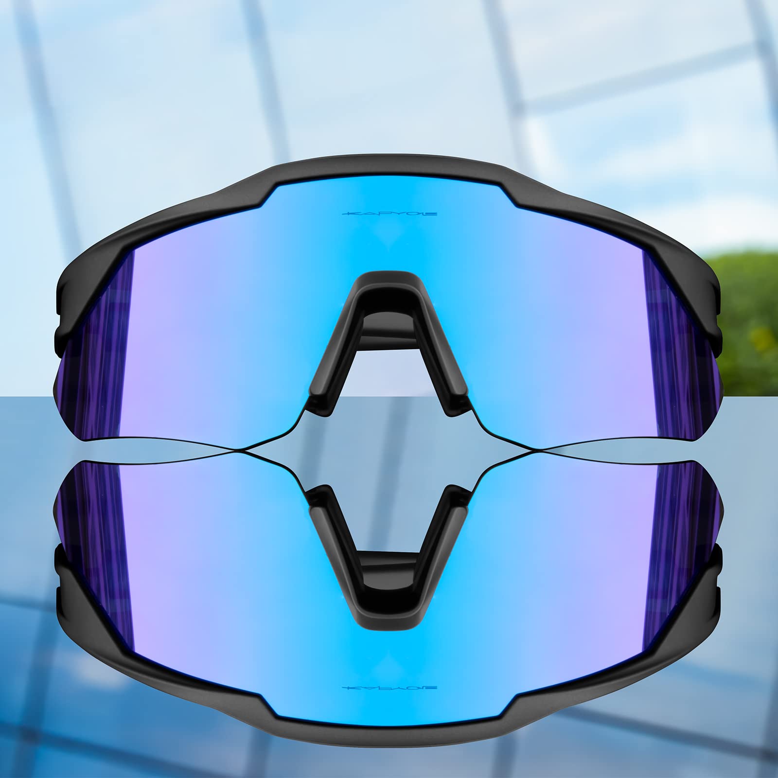 KAPVOE Polarized Cycling Glasses for Men & Women - UV Protection MTB Bike Sunglasses for Mountain Biking & Road Cycling | Perfect for Outdoor Sports & Active Lifestyle