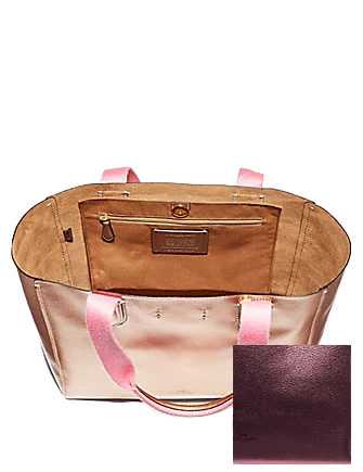 Coach Derby Metallic Tote Bag for Women - Stylish Leather Handbag with Shoulder Strap - Perfect for Work, Travel & Everyday Use