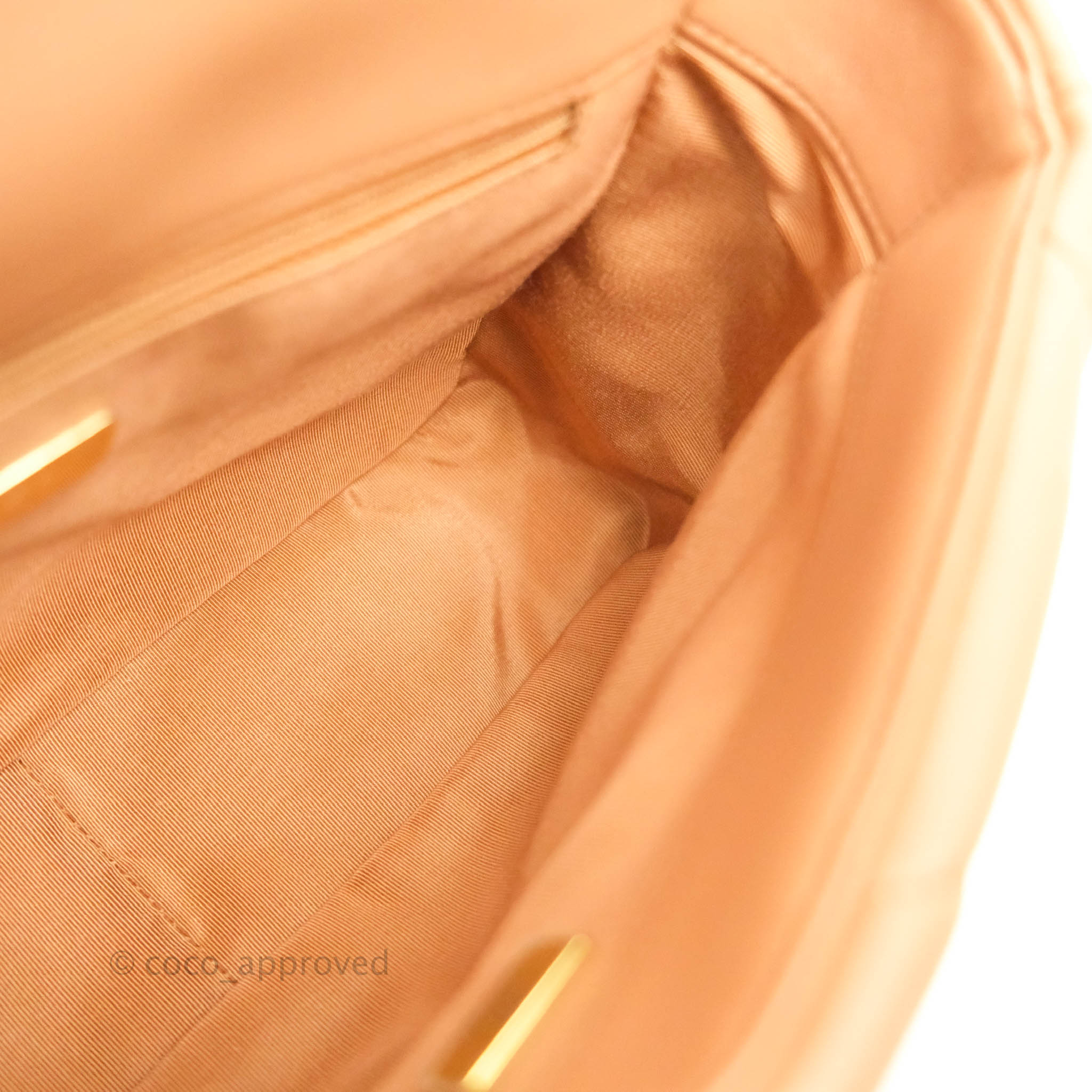 Chanel 19 Small Handbag in Caramel Dark Beige Lambskin Leather with Mixed Hardware 21K - Luxury Crossbody Bag for Women, Perfect for Date Night & Special Occasions
