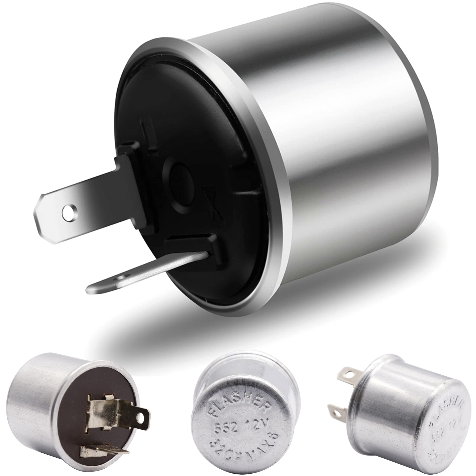 1X Electronic LED Flasher Relay - 12V Heavy Duty EF32 2Pin, No Hyper-Flash, Compatible with Car Motorcycle & Bike Turn Signal Bulbs - Perfect for Fixing Fast Hyper Flash Issues in Automotive Lighting Systems
