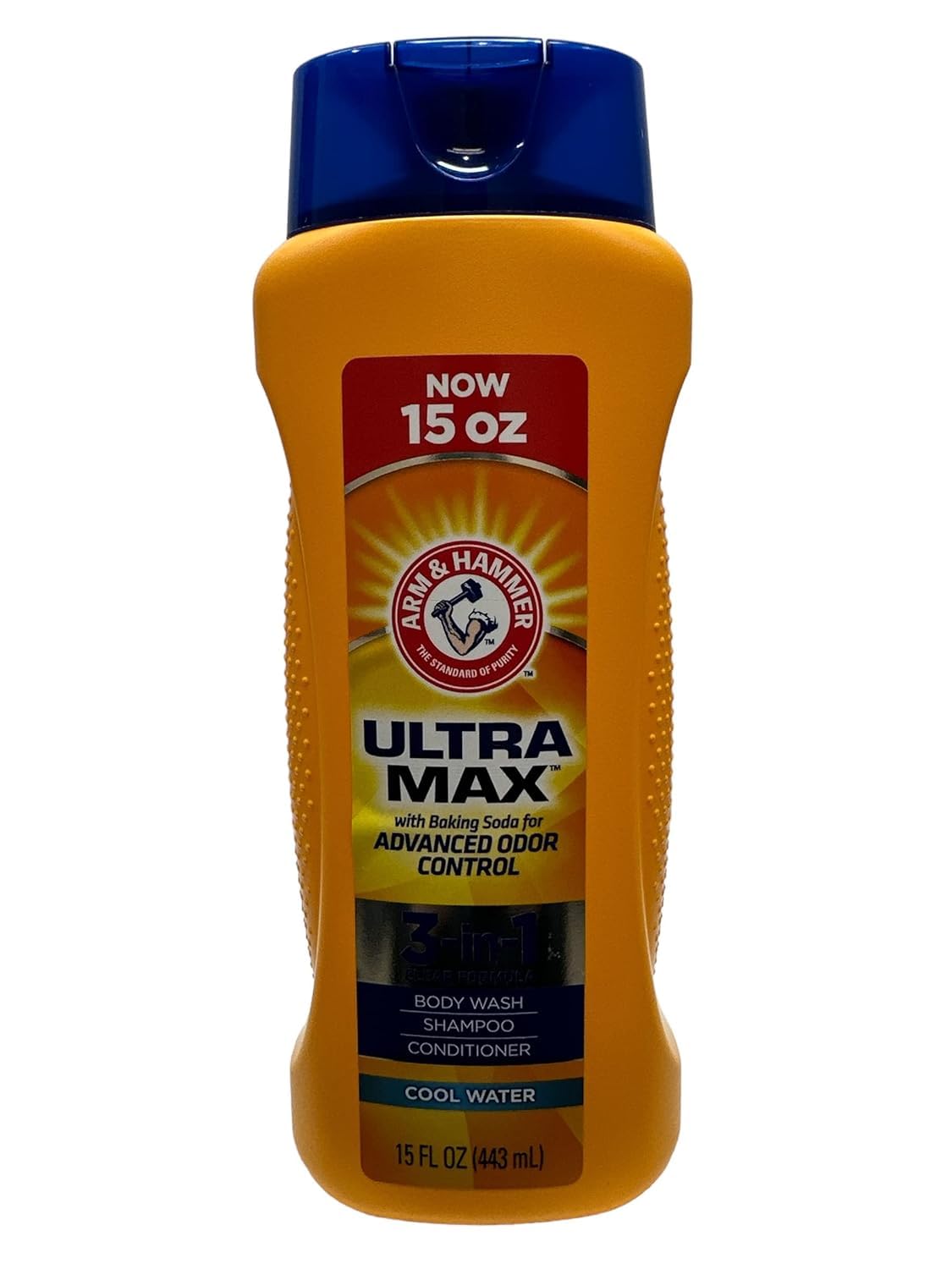 Arm & Hammer Ultra Max 3-in-1 Body Wash, Shampoo & Conditioner Bundle - 15oz Cool Water Bottles (Pack of 2) | Refreshing Multi-Use Cleanser for Gym, Travel & Outdoor Adventures