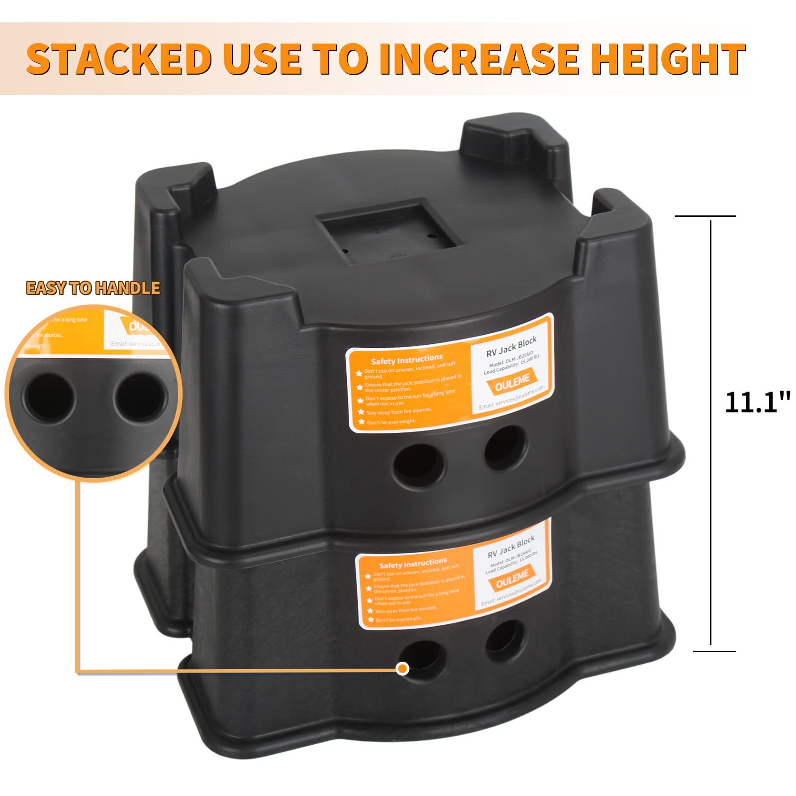 Heavy Duty Trailer Jack Block - 15,000 lbs Capacity Stabilizer for RV, Camper, Travel Trailer & 5th Wheel | Fits Tongue Jack, Post, Wheels, Foot, Round & Square Stabilizers | Perfect for Camping, Road Trips & Long-Term Parking