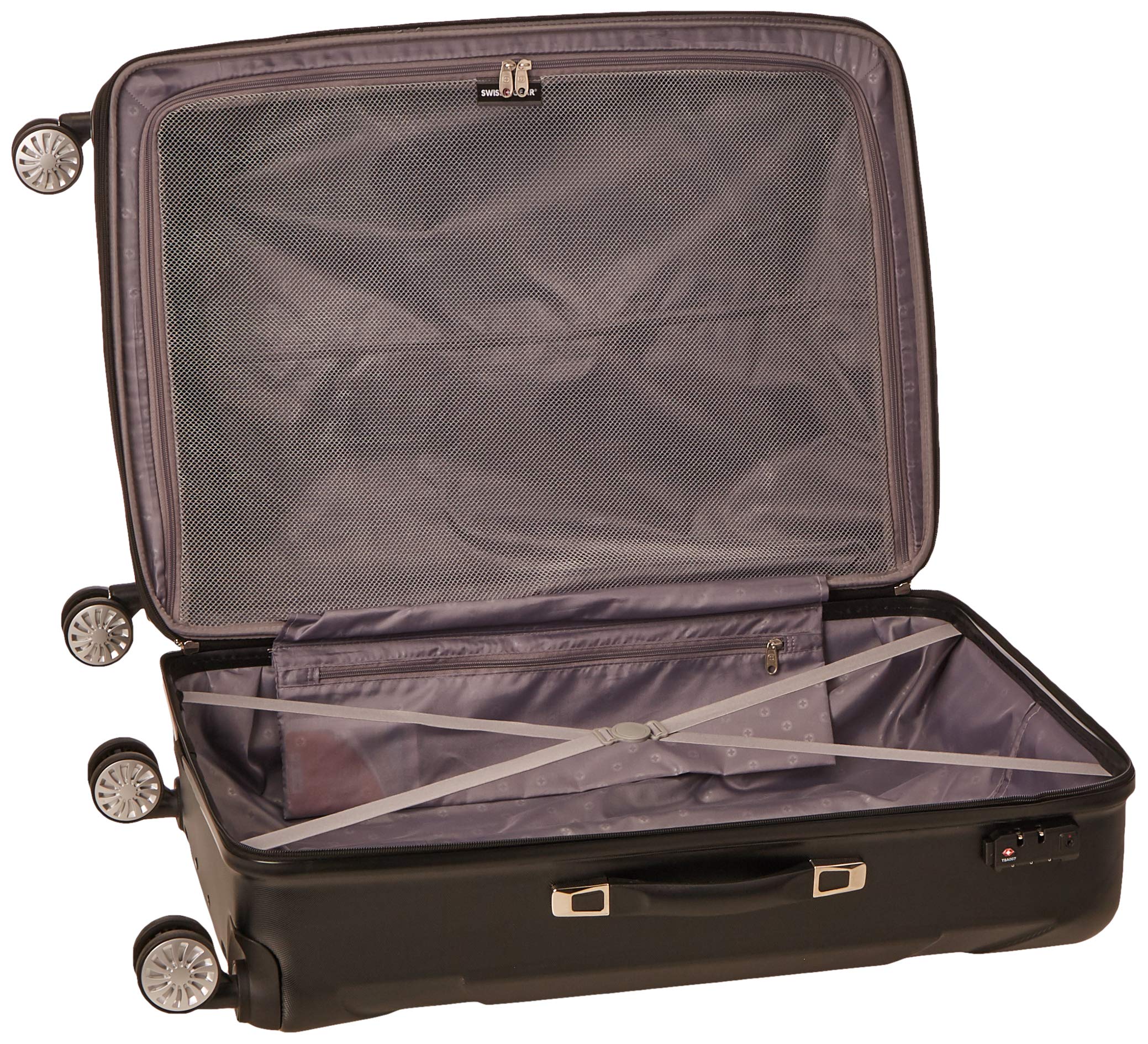 SwissGear Annex Hardside Expandable Luggage Set with 360° Spinner Wheels - 2-Piece (19/28 Inch) Black Carry-On Suitcase for Business Travel & Vacation