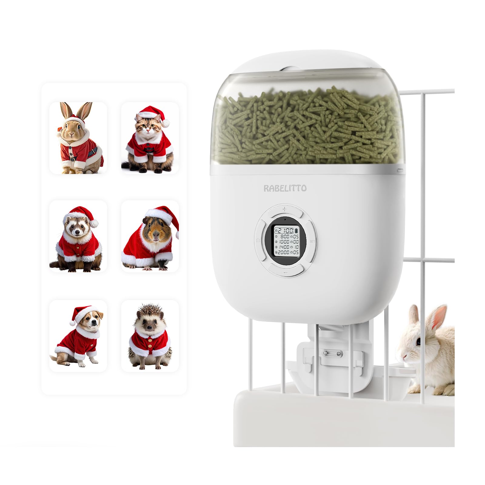 Automatic Rabbit Feeder with Timer - Programmable Pet Food Dispenser for Small Animals (Bunny, Chinchilla, Hedgehog) - 4 Meals Per Day with Portion Control & Desiccant Bag - Perfect for Home, Office, or Travel Use