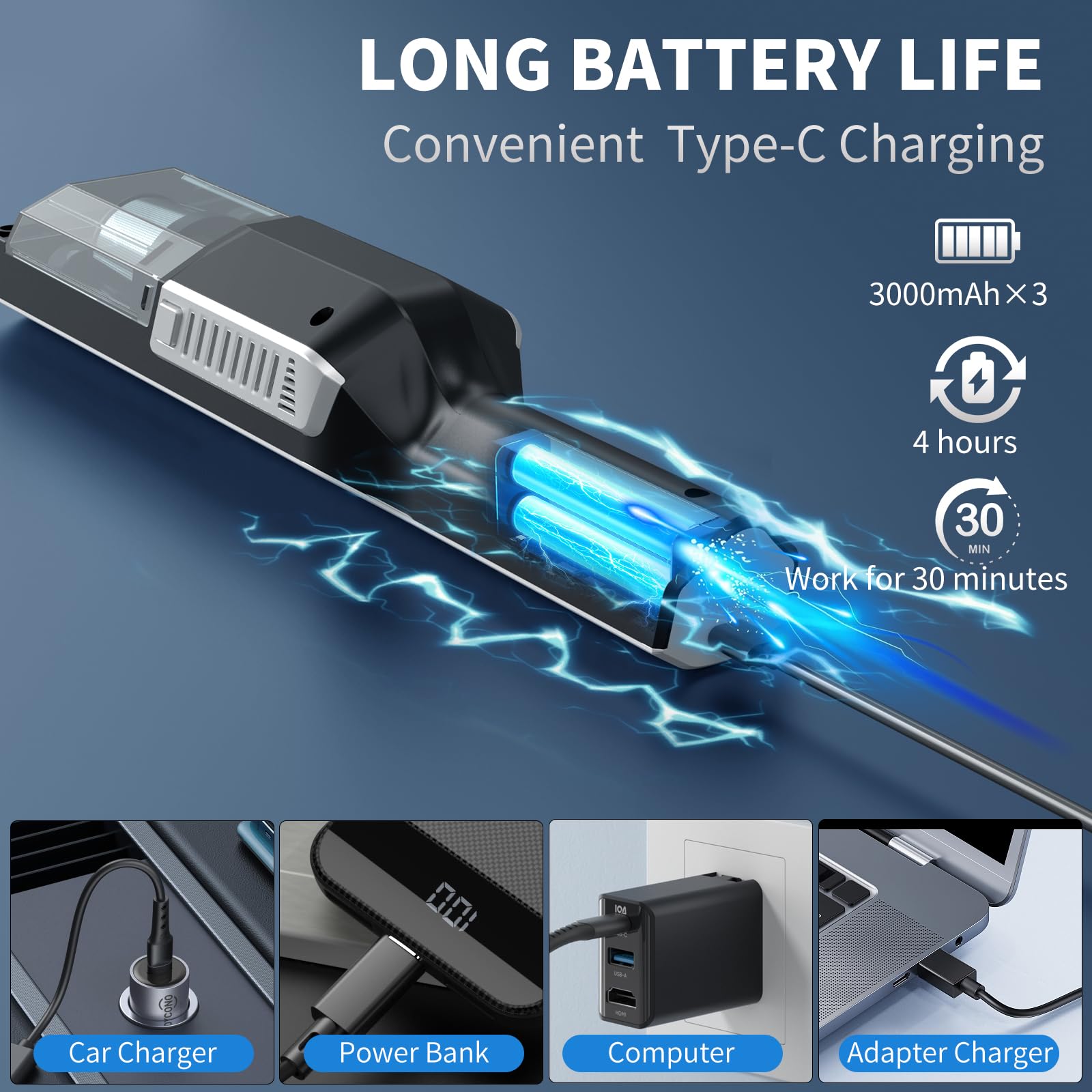 22000Pa Cordless Handheld Vacuum Cleaner - Rechargeable Dust Buster for Car & Home, High Power Portable Vacuum for Pet Hair, Car Seats, Sofa & Small Spaces Cleaning