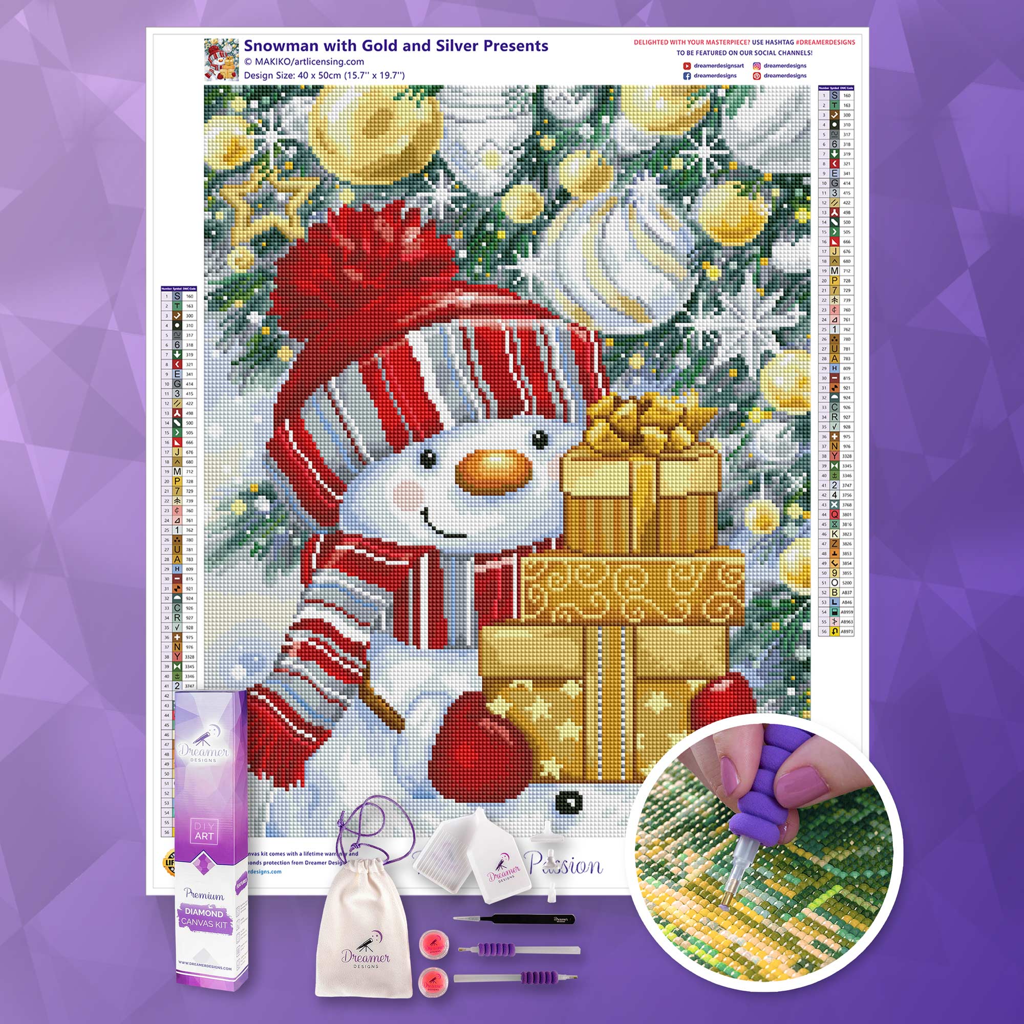 Festive Snowman with Gold & Silver Presents - Perfect for Christmas Decorations & Holiday Gifts