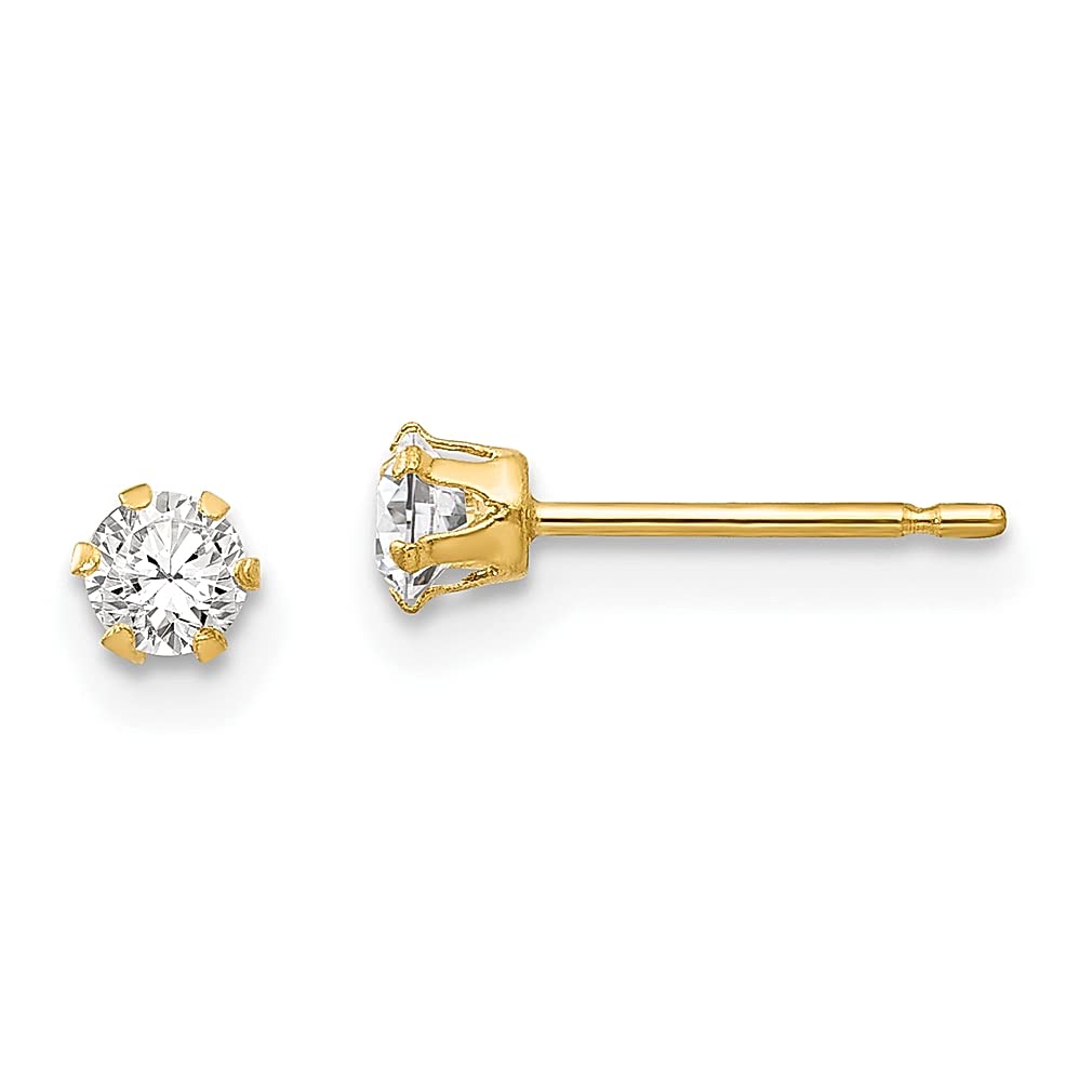 14K Yellow Gold Cubic Zirconia CZ Stud Earrings for Women - Hypoallergenic Fine Jewelry Gift Set - Perfect for Birthday, Anniversary, Valentine's Day & Everyday Elegance