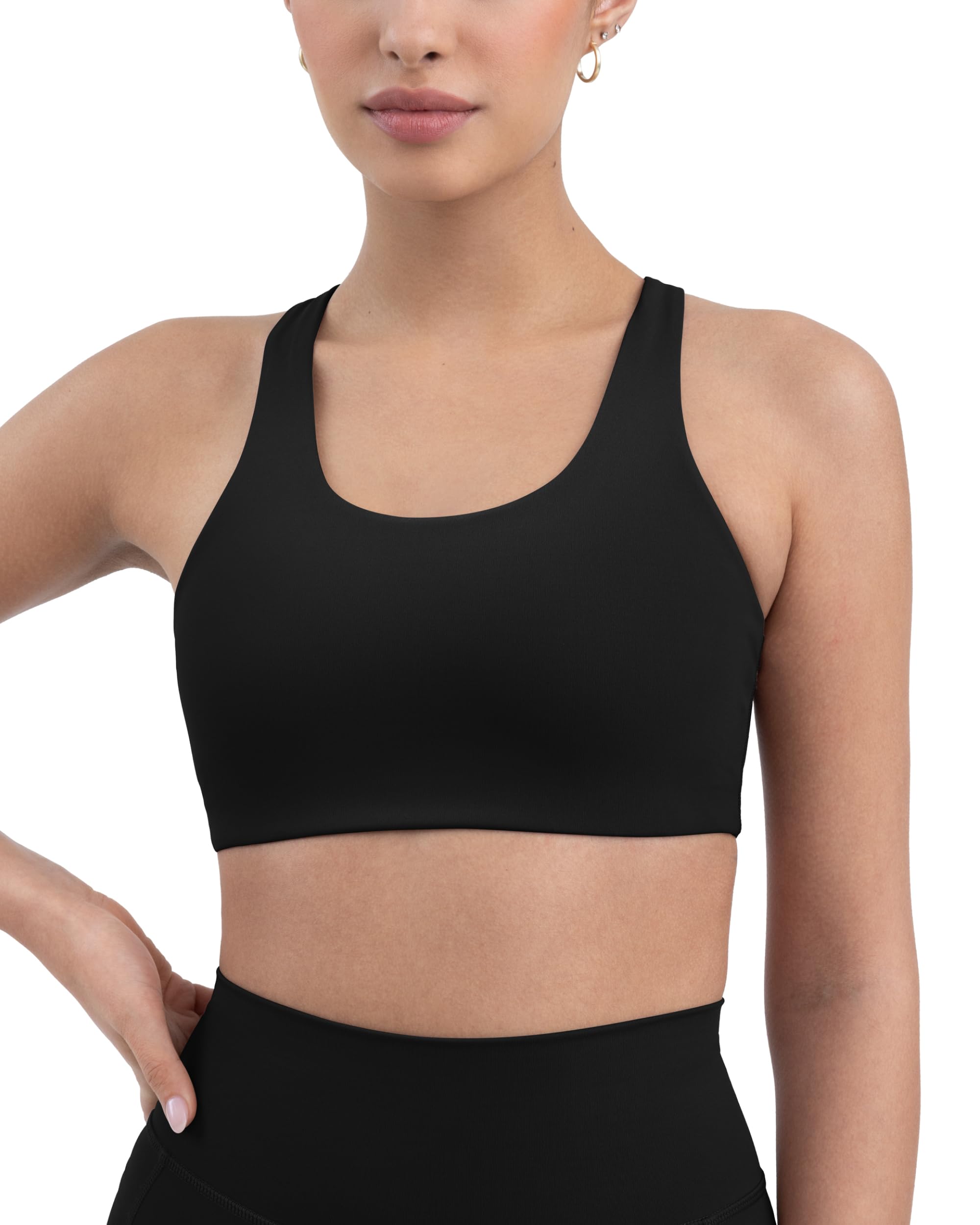 High Support Racerback Sports Bras for Women - Scoop Neck Workout Bra with Removable Pads - HiPerform Gym & Running Activewear for Yoga, HIIT & CrossFit Training