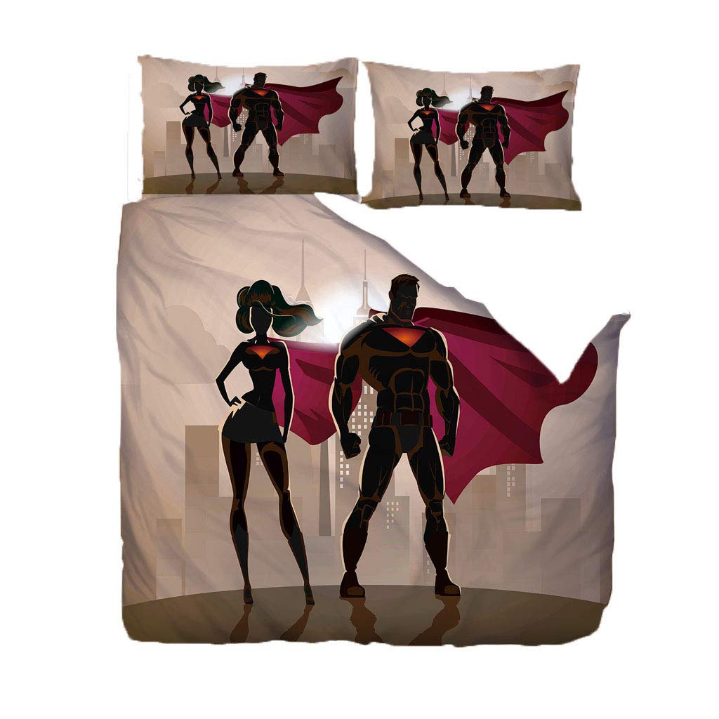 Superman 3D Printed Bedding Set - 3 Piece Queen Size Soft & Comfortable Duvet Cover Set for Teens, Students, Couples - Perfect for Bedroom, Dorm, Gift Idea