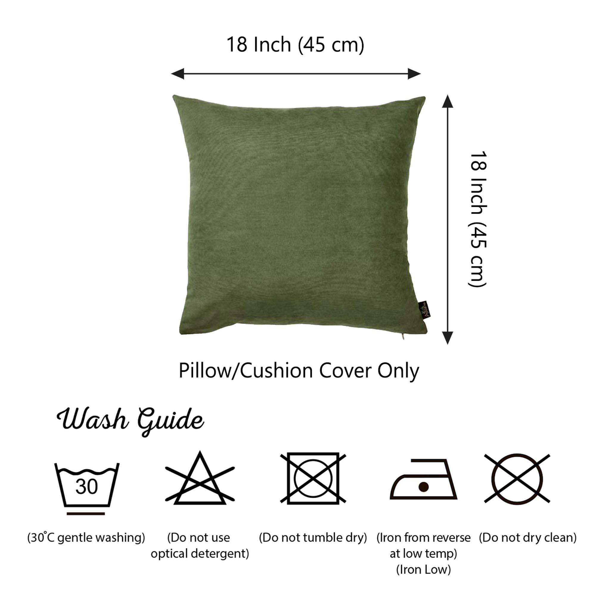 Apolena Honey Set of 2 Decorative Throw Pillow Covers 18x18 Inch - Solid Fern Green Square Pillow Cases for Couch, Sofa, Bed & Home Decor - Perfect for Living Room, Bedroom & Dorm Room Styling