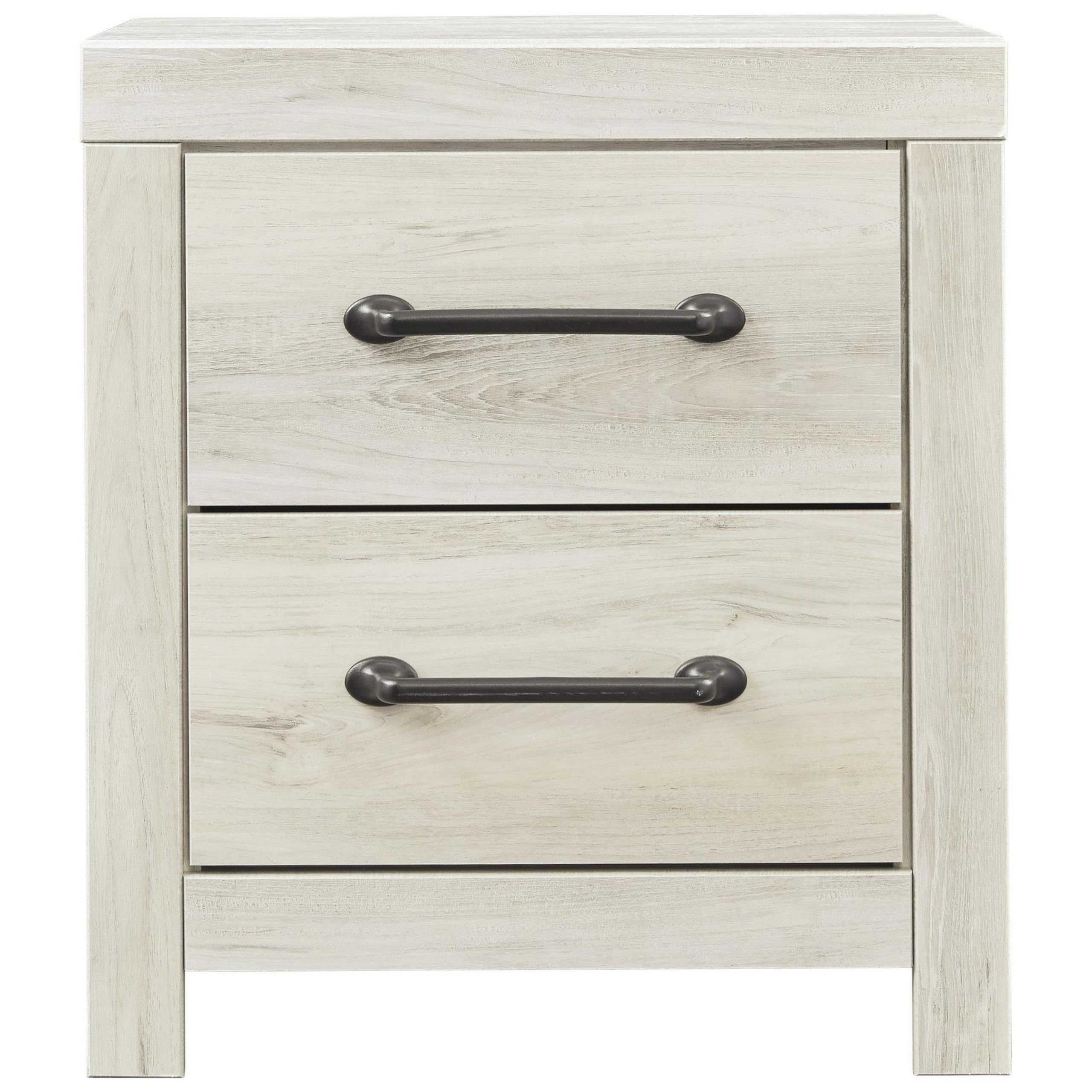 Benjara White Transitional Wooden Nightstand with 2 Drawers & Bar Handles - Perfect for Bedroom, Living Room or Office Furniture Setup