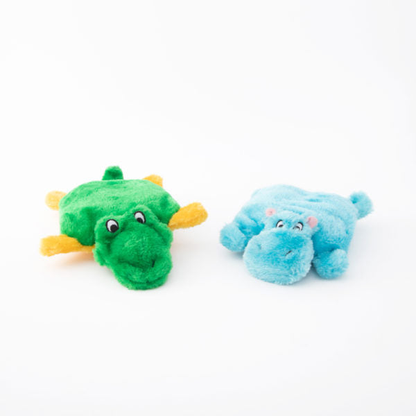 2 Pack Squeaky Hippo and Crocodile Dog Toys - Chew Resistant Plush Pet Toys for Small & Medium Dogs - Fun Interactive Playtime for Puppies and Adult Dogs