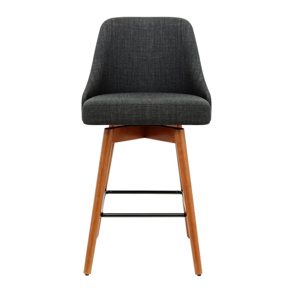4 Bar Stools with Swivel Seats - Wooden Bar Height Stools in Charcoal Finish - Perfect for Kitchen Islands, Breakfast Bars, and Home Bars