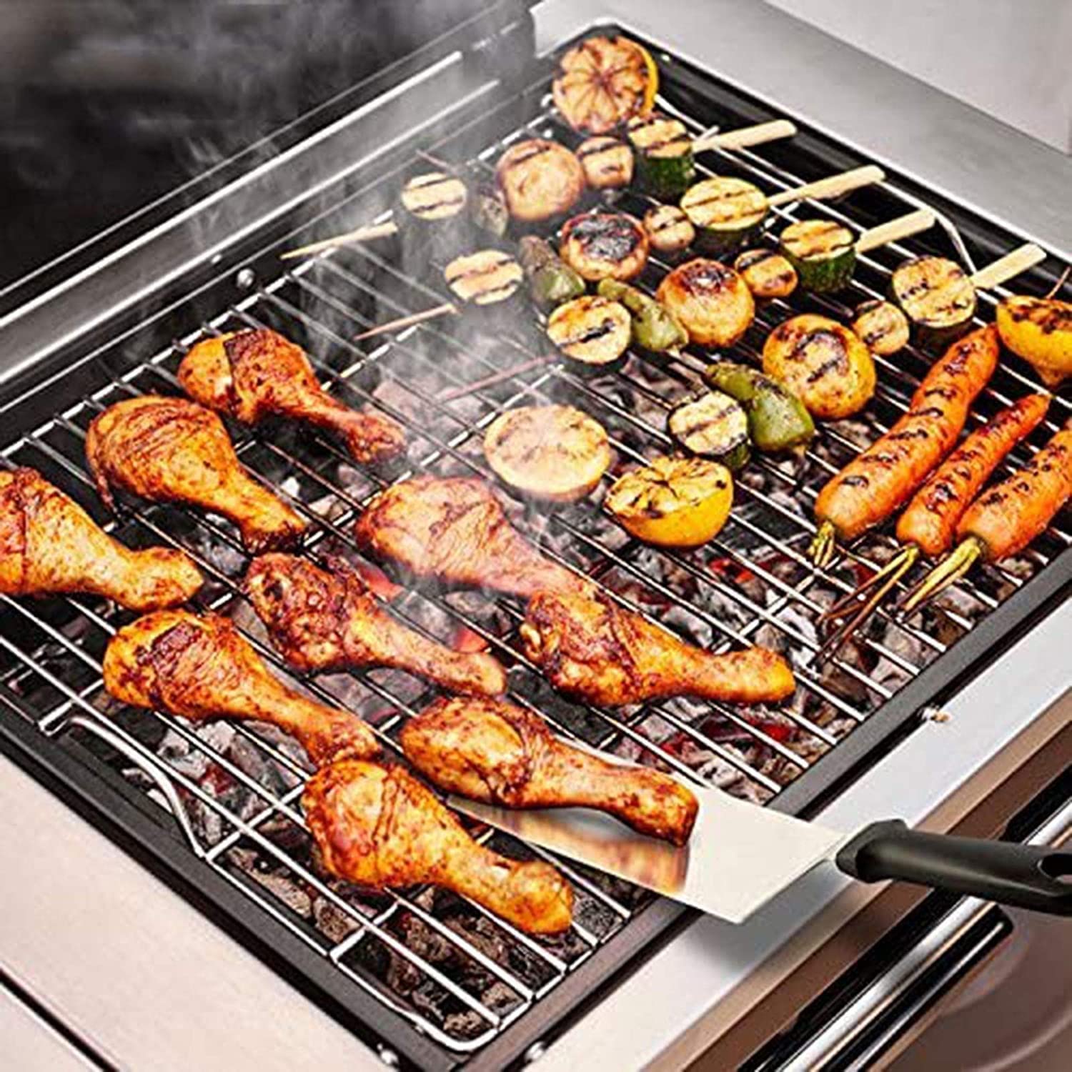 7-Piece BBQ Grill Tools Set - Stainless Steel Flat Top Grill Accessories for Camping, Outdoor Cooking & Chef Use - Includes Metal Burger Spatulas, Scraper & Carry Bag - Perfect for Backyard BBQs, Tailgating & Picnics