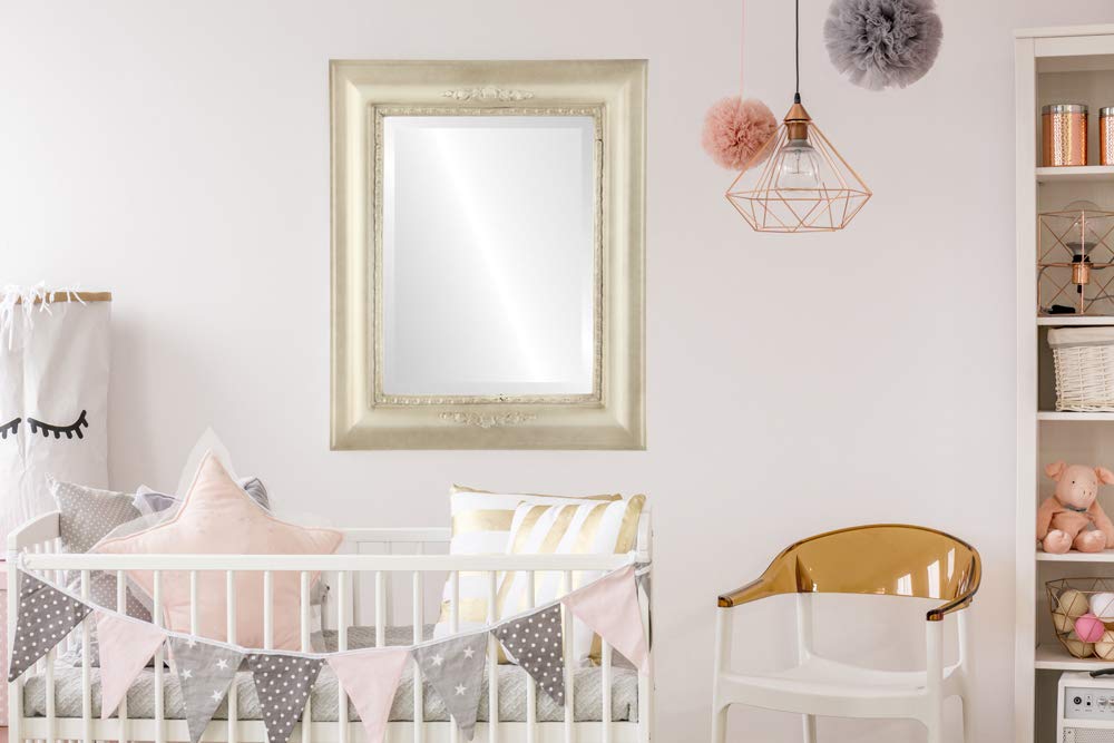 Boston Style Rectangle Beveled Wall Mirror - 17x21 Inches Taupe Framed Mirror for Living Room, Bedroom & Entryway Decor | OVALCREST Home Decoration