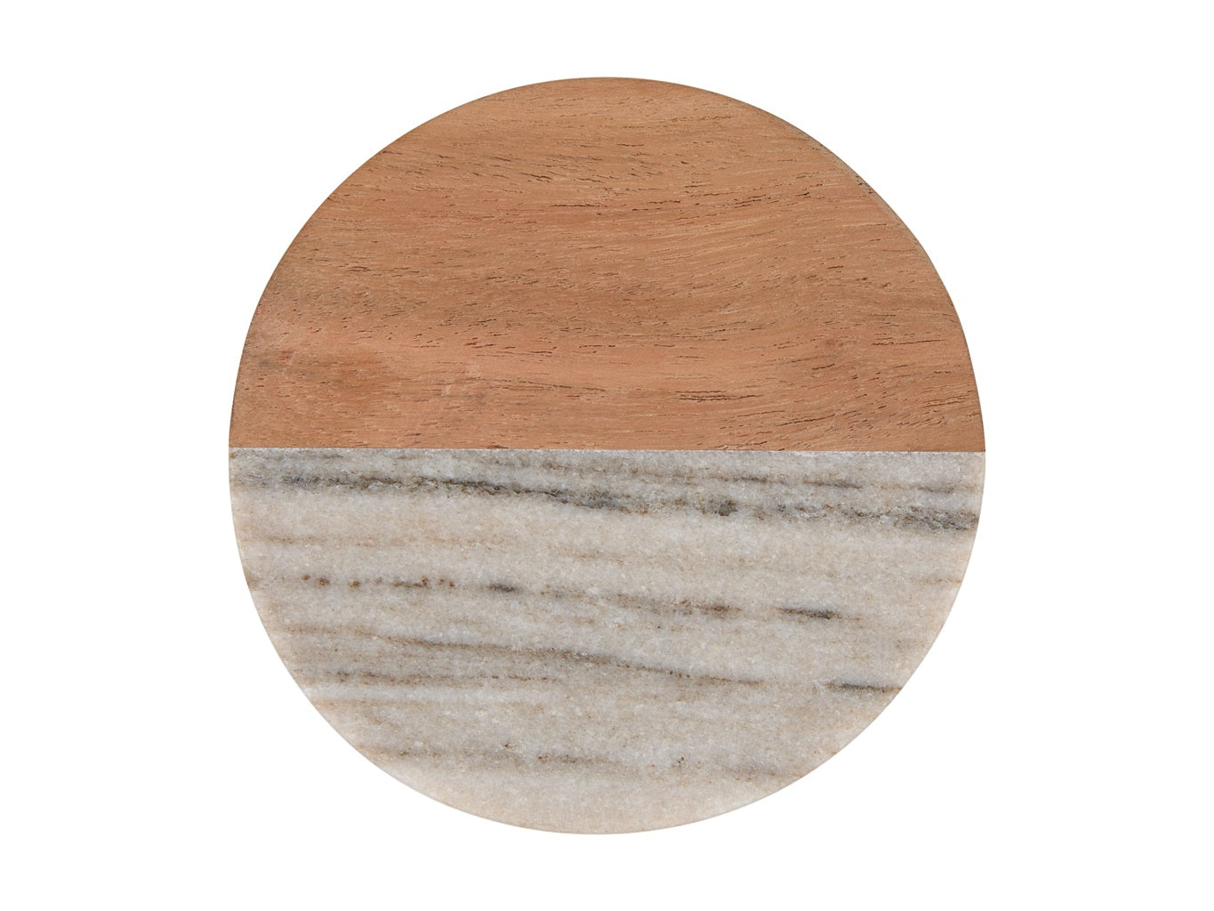 Maxwell & Williams Round Marble & Acacia Coaster Set - 10cm Beige Coasters for Drinks, Home Decor & Table Protection