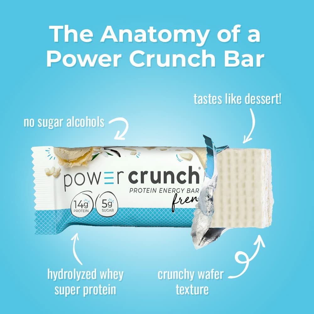 Power Crunch Protein Wafer Bars - 12 Pack (2 Boxes) | High Protein Snack with French Vanilla Creme Flavor | 1.4oz per Bar | Keto Friendly, Low Carb Energy Bars for Gym, Hiking & On-the-Go Nutrition