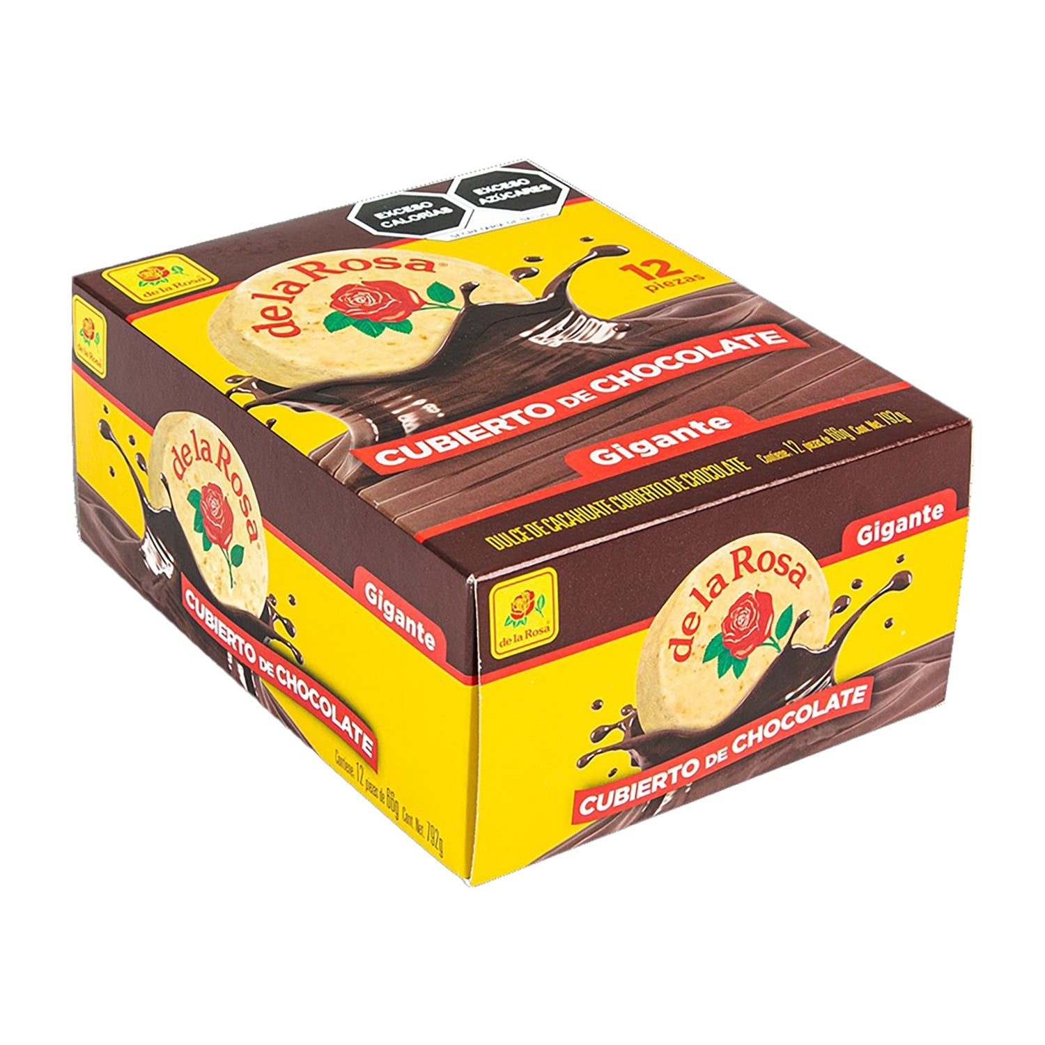 De La Rosa Giant Chocolate Covered Mazapan Peanut Candy | 12 Count Box | Perfect for Parties, Gifts & Mexican Dessert Lovers