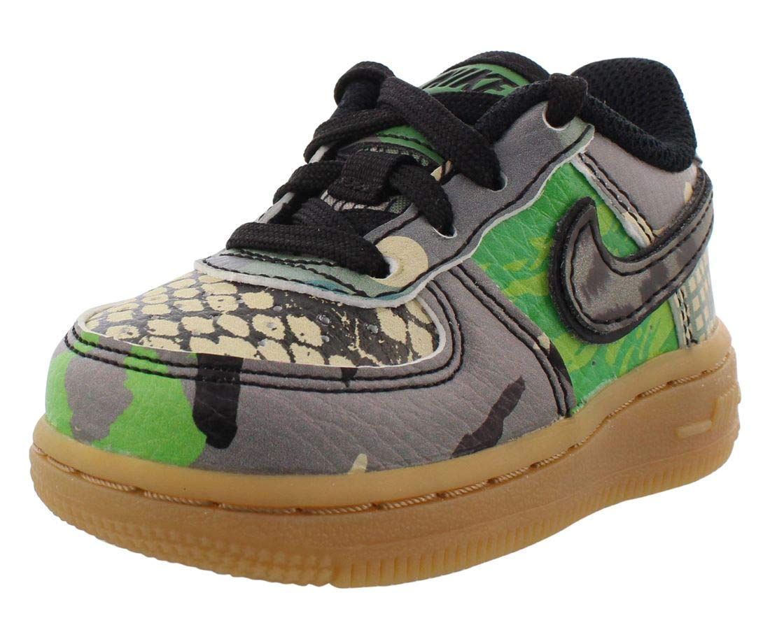 Nike Air Force 1 TD QS Baby Boys' Sneakers - Size 6 - Black/Black/Green Spark - Comfortable & Stylish for Everyday Wear, Playdates & Special Occasions