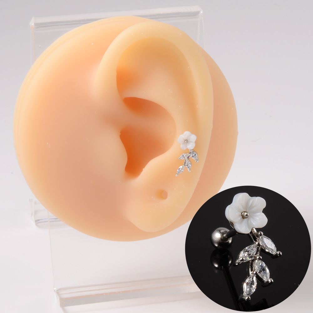 20G Small Leaf Helix Piercing Floral Conch Studs - Dainty Earrings for Cartilage & Conch Piercing | Perfect for Everyday Wear & Boho Style