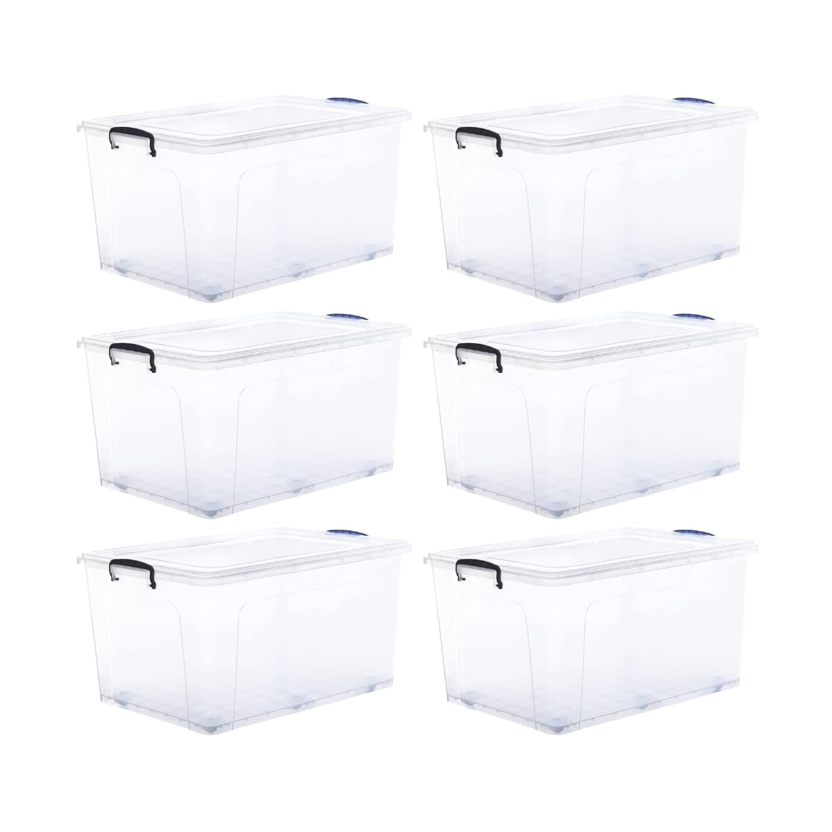 Superio Clear Plastic Storage Bins with Lids - 6 Pack 85 Qt Wheeled Stackable Organizer Containers - BPA Free, Non-Toxic, Odorless for Home, Office, Dorm - Perfect for Closet Organization, Garage Storage & Moving Supplies