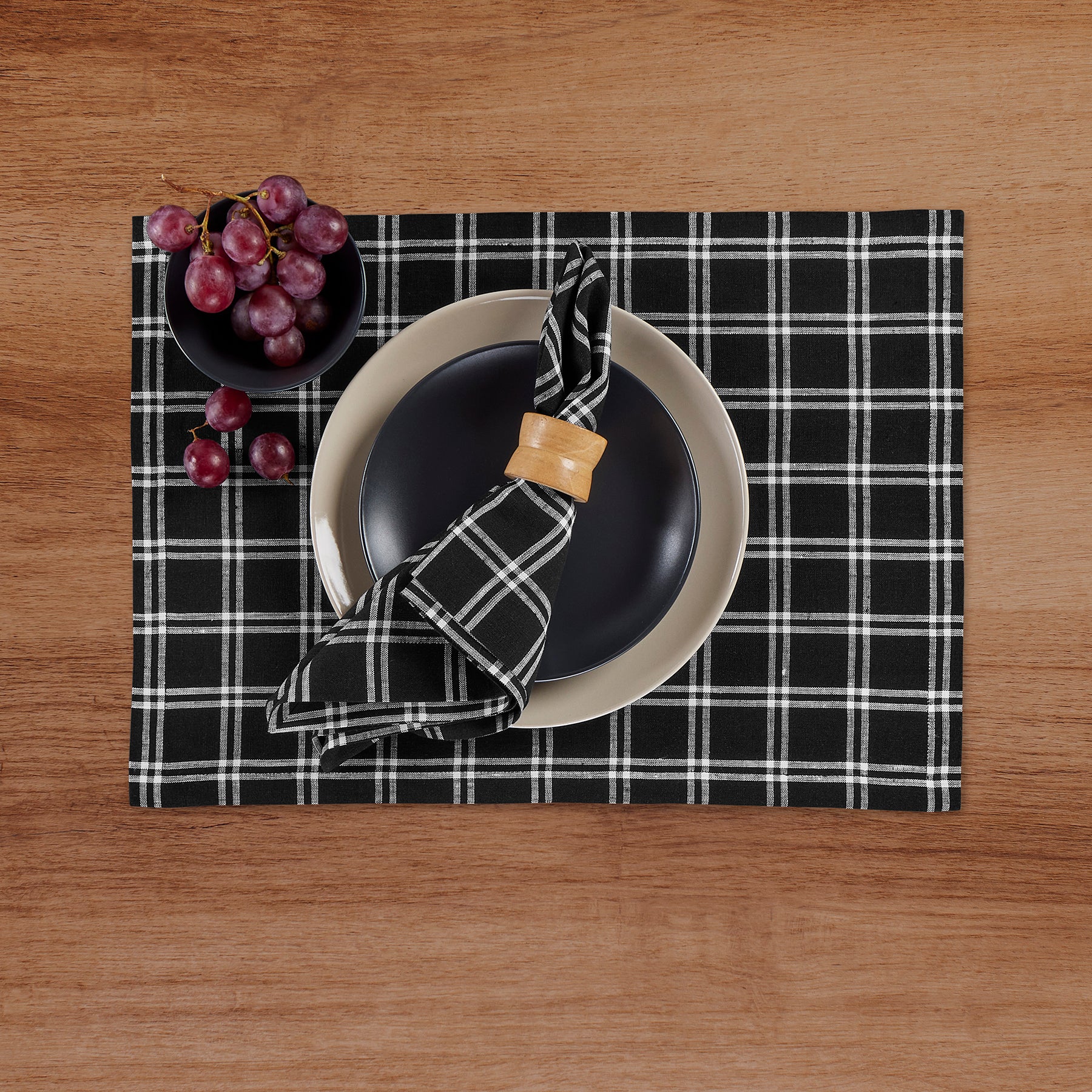 Premium Marseille Plaid Placemats Set of 4 - Waterproof & Heat Resistant Table Mats for Dining, Kitchen, and Holiday Decor - Elegant Farmhouse Style Place Settings for Christmas, Thanksgiving, and Everyday Use