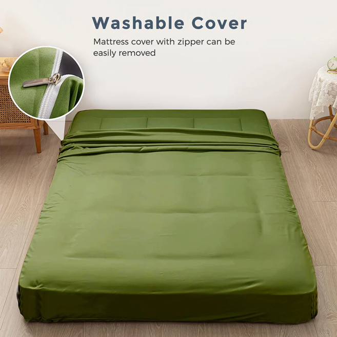 MAXYOYO Padded Japanese Floor Mattress - Green Foldable Roll Up Futon Mattress for Bedroom, Guest Room & Travel | Comfortable Floor Sleeping & Lounging