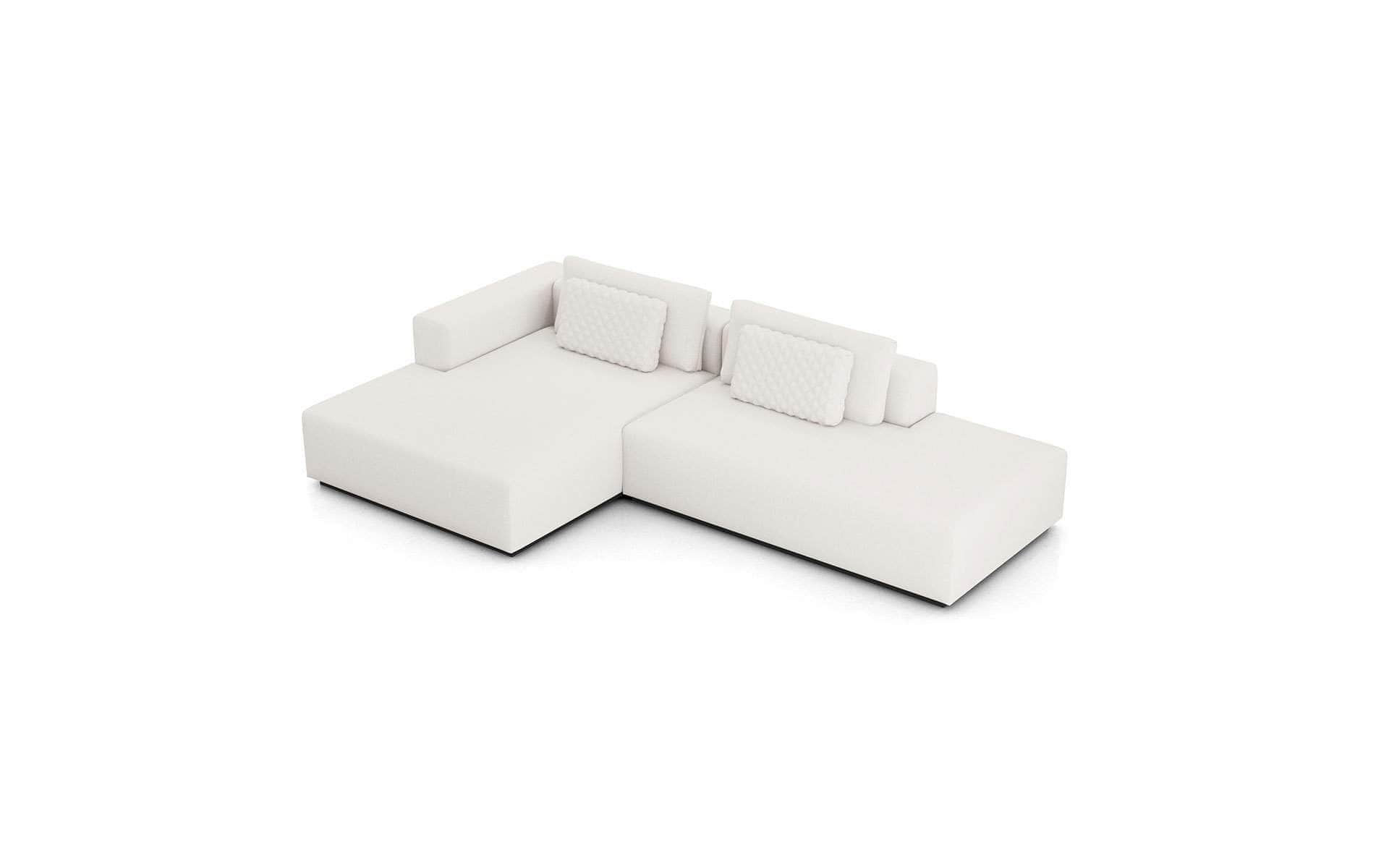 Spruce Modular Small Sectional Sofa with Chaise in Chalk Fabric - 2 Configurations | Compact Living Room Furniture for Apartments & Small Spaces